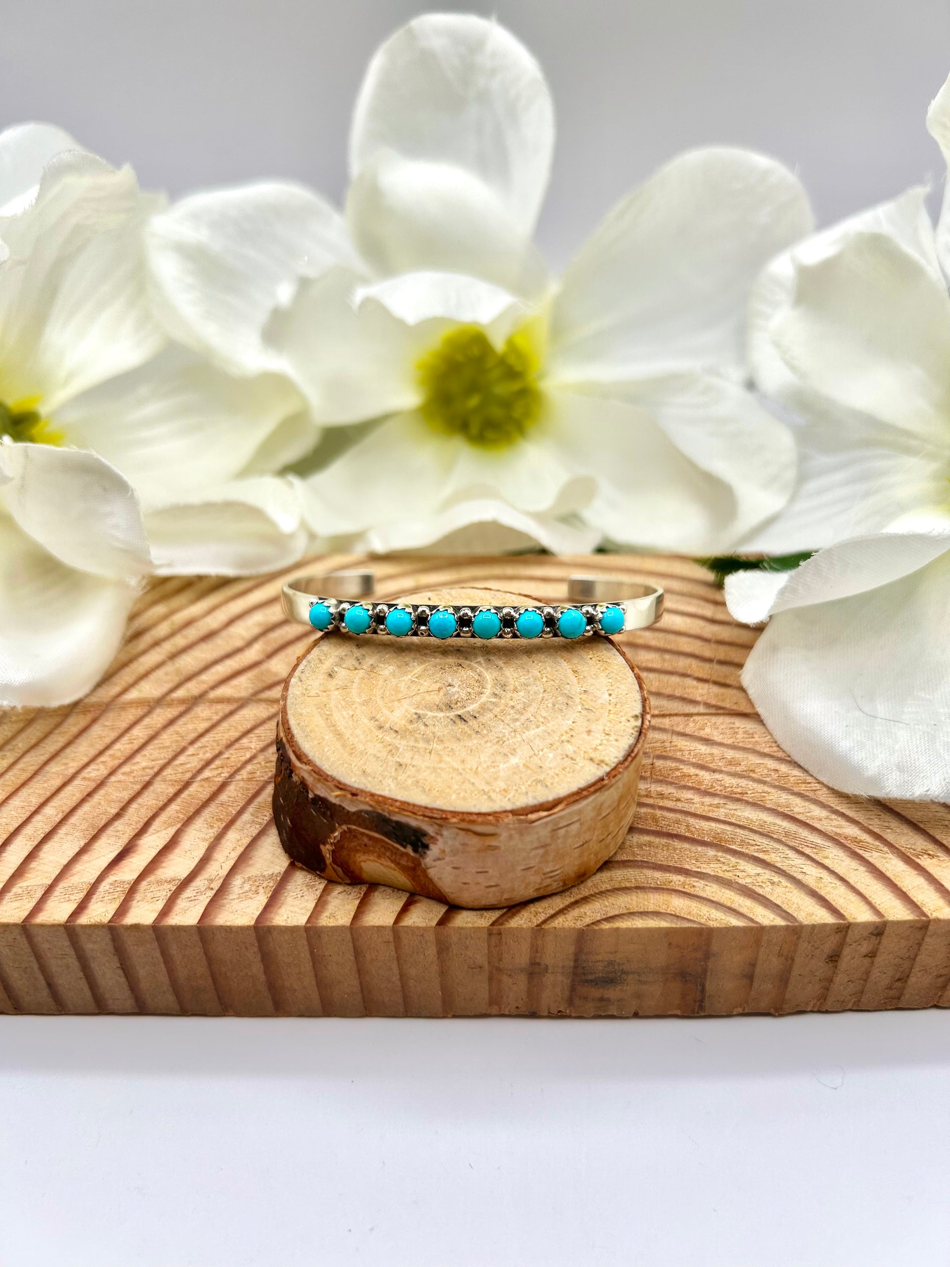 Navajo Made Kingman Turquoise & Sterling Silver Cuff Bracelet