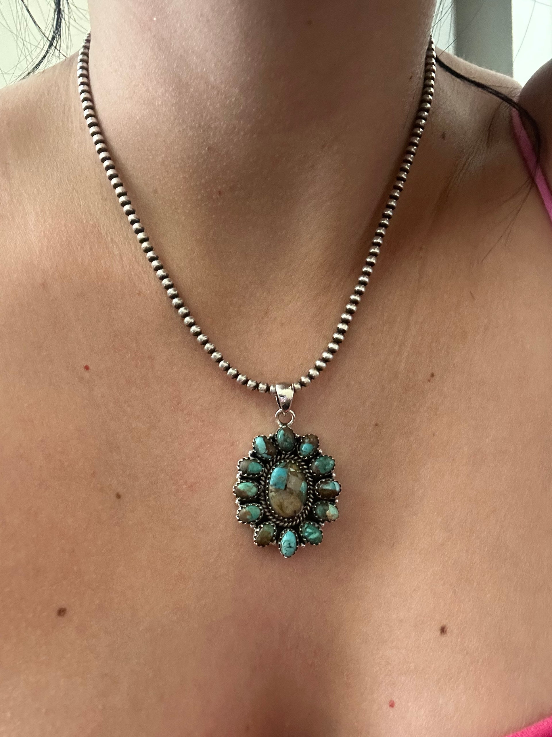 Southwest Handmade Sterling Silver Cluster Pendant