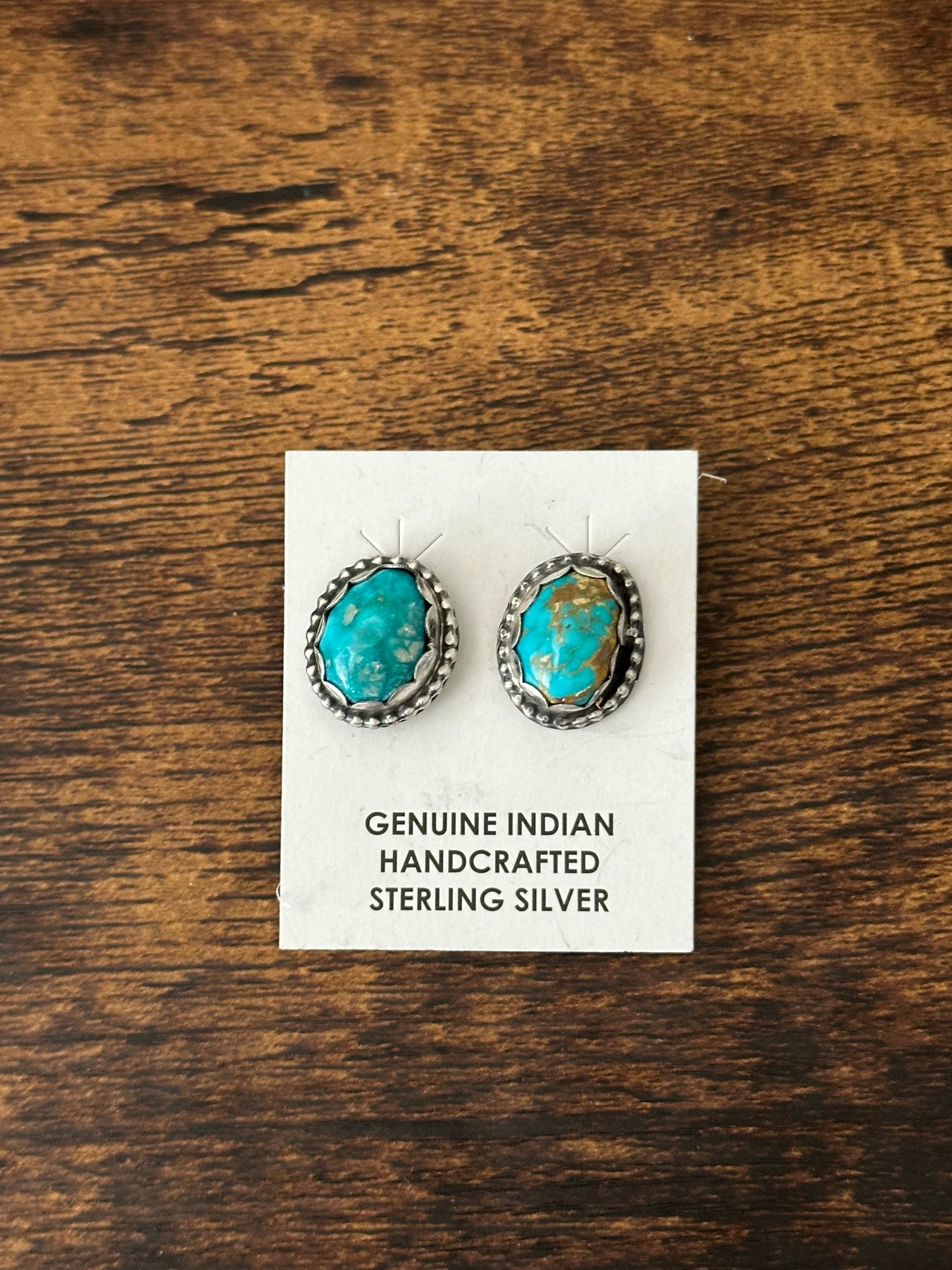 Tim Yazzie Royston Turquoise & Sterling Silver Post Earrings