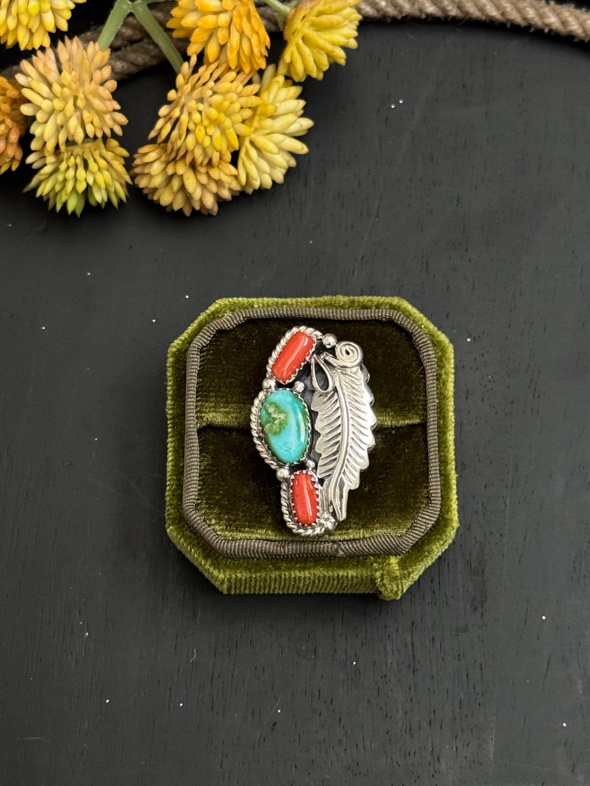 Julia Etsitty Multi Stone & Sterling Silver Ring Size 6.25