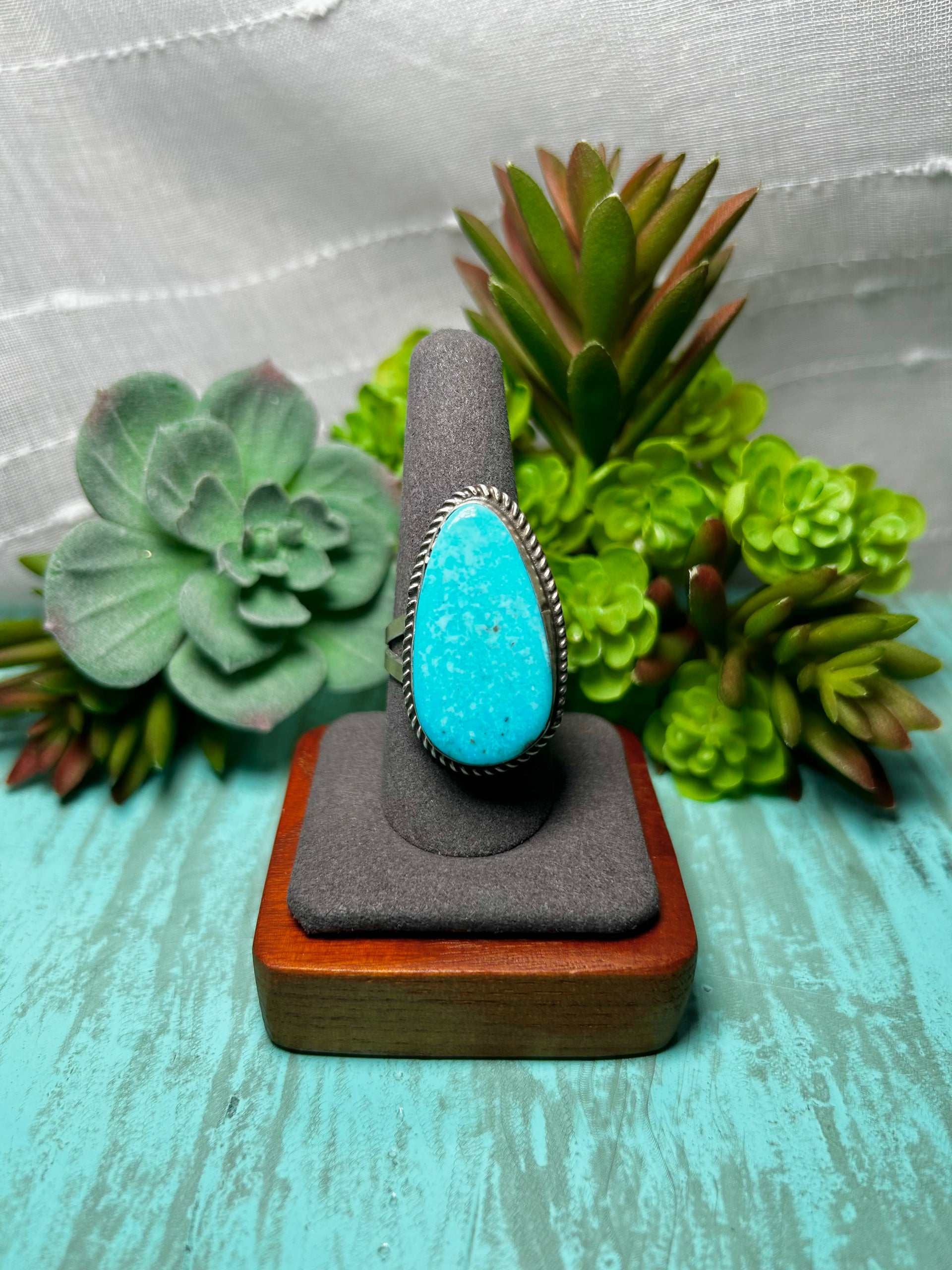 Donovan Nez Kingman Turquoise & Sterling Sliver Adjustable Ring