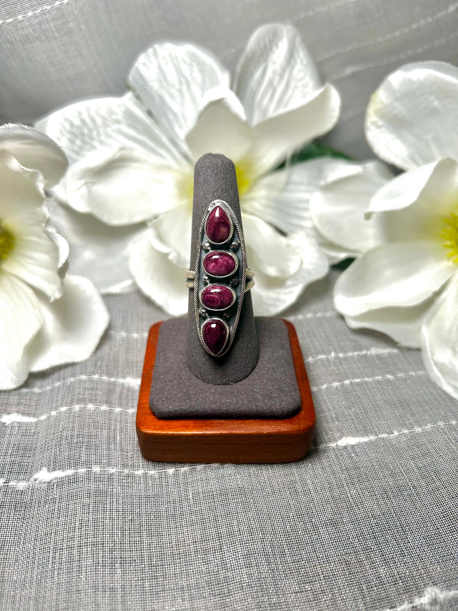 Jameson Garcia Purple Spiny Oyster & Sterling Silver Adjustable Ring