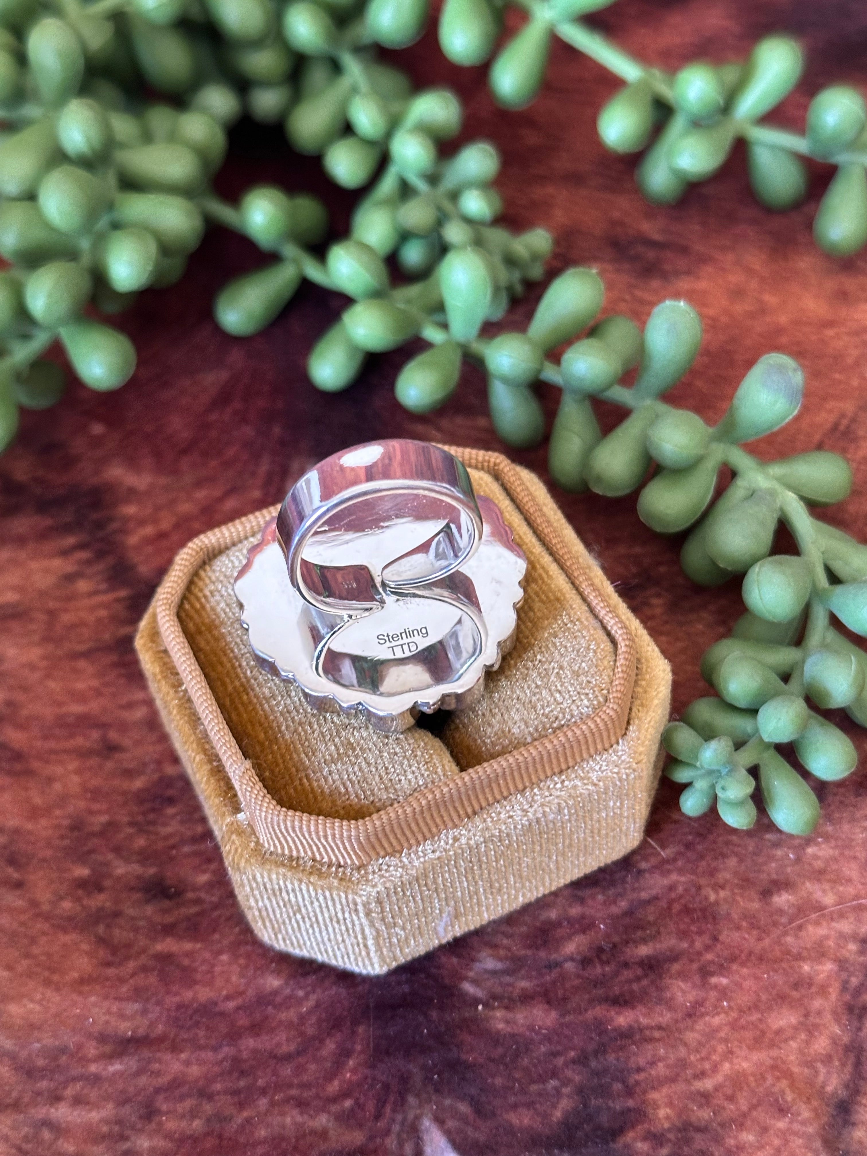 Southwest Handmade Multi Stone & Sterling Silver Adjustable Cluster Heart Ring