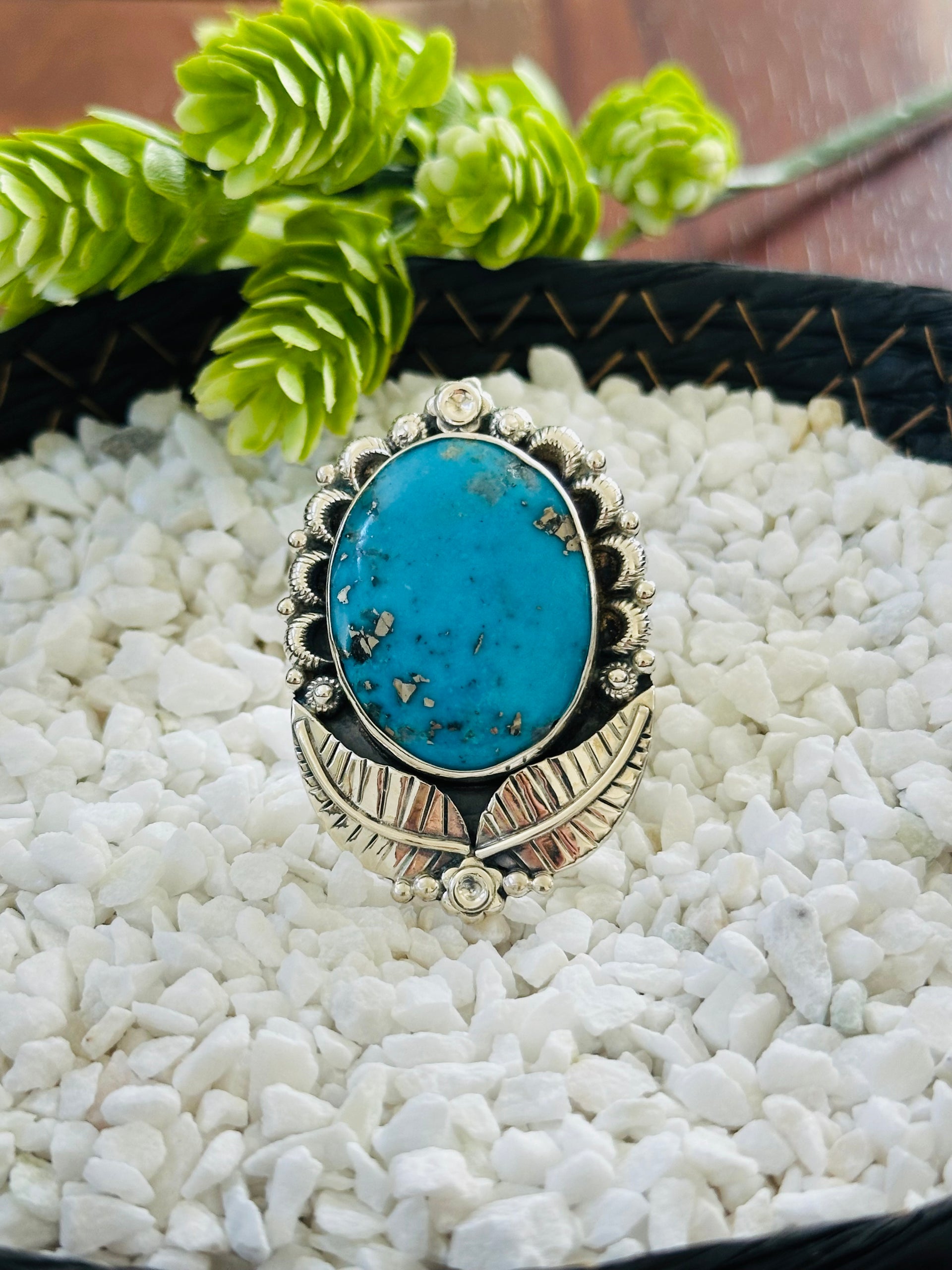 TTD “Retro” Kingman Turquoise & Sterling Silver Adjustable Ring