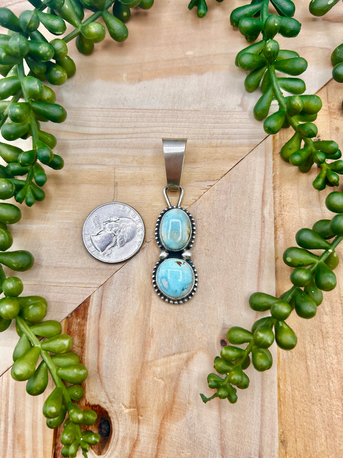Travis Jim Golden Hill Turquoise & Sterling Silver Pendant
