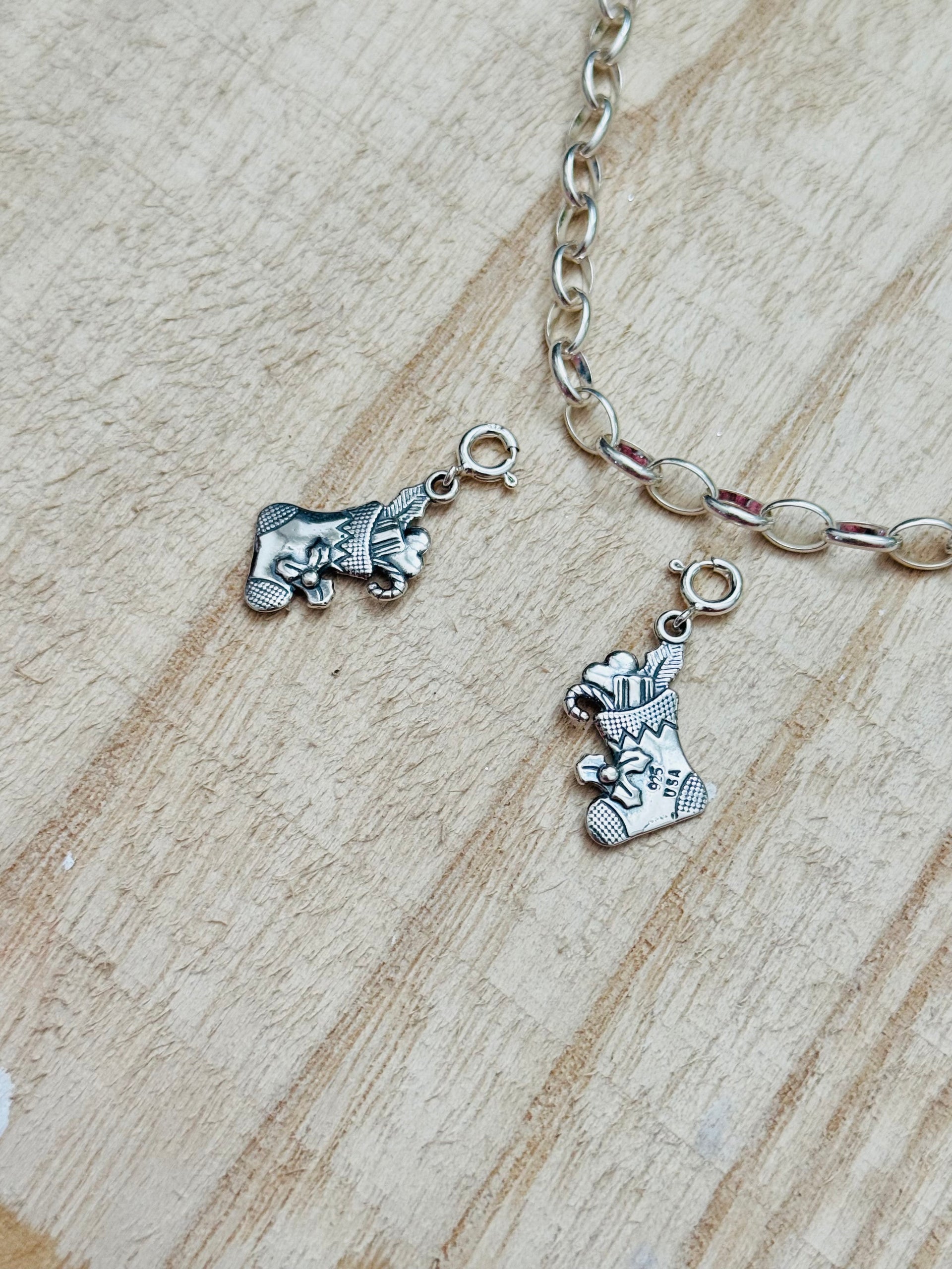 Navajo Made Sterling Silver Stocking Cast Charms