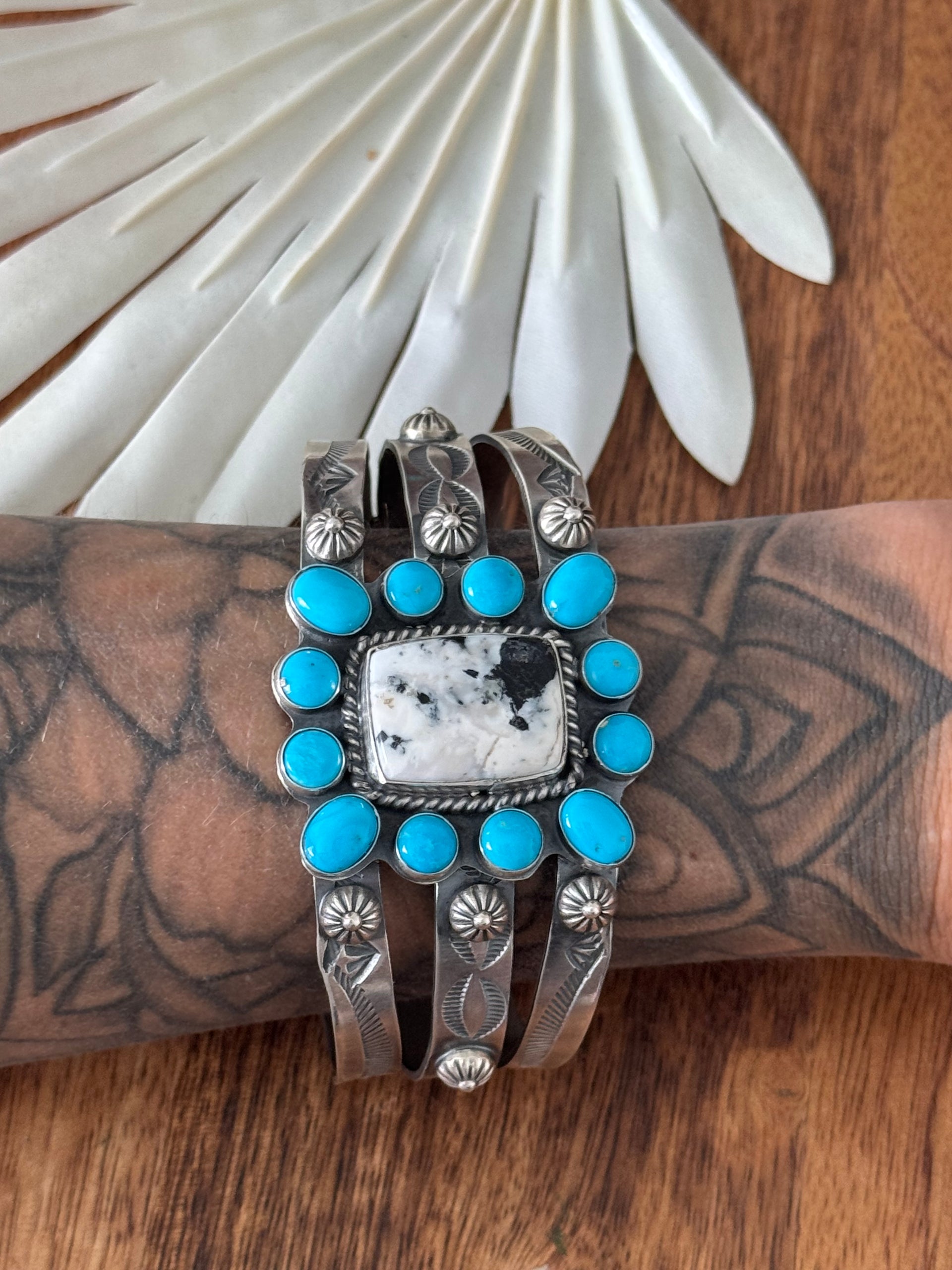 Boyd J Ashley Multi Stone & Sterling Silver Cuff Bracelet