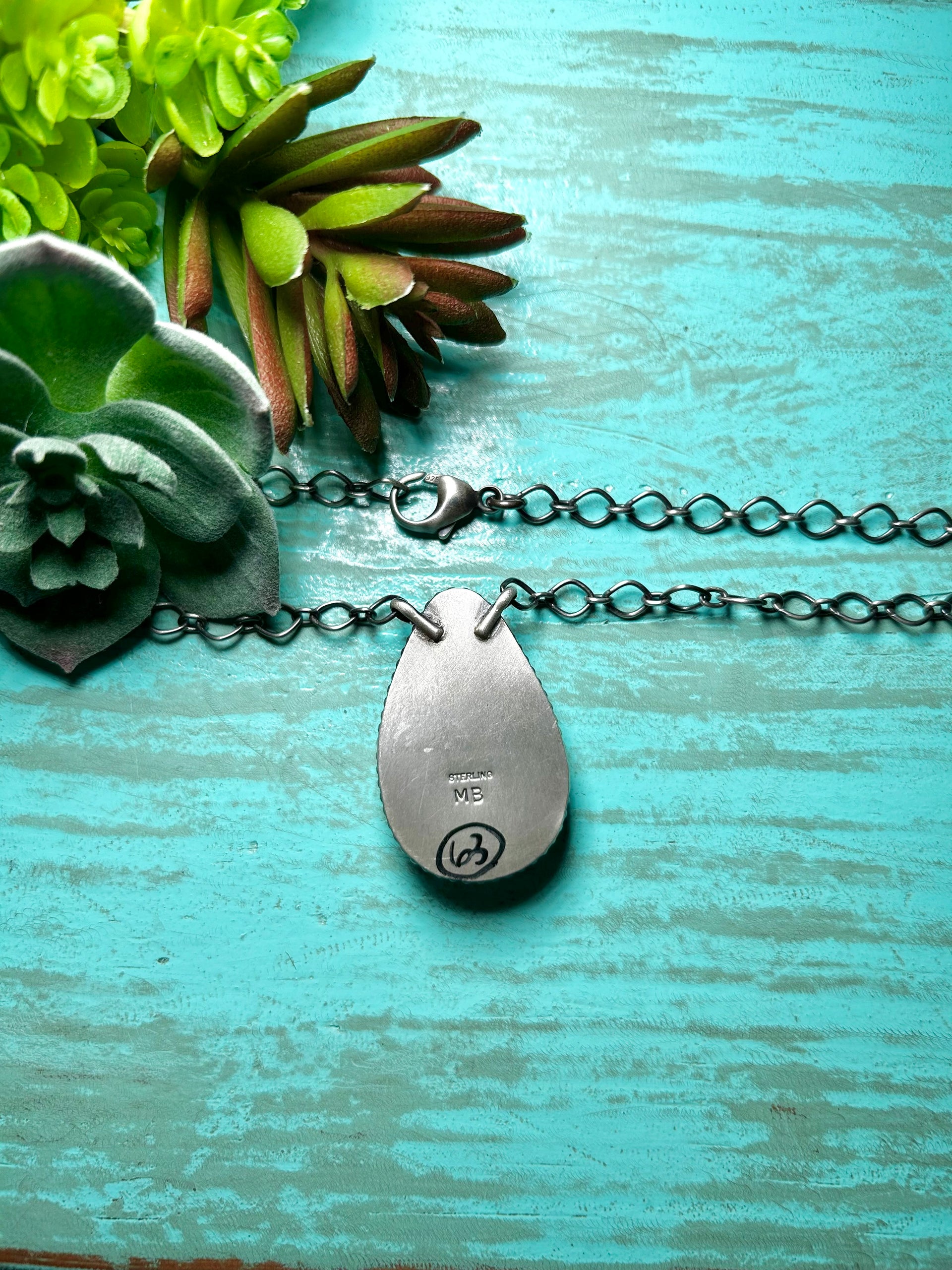 Navajo Made Black Jack Turquoise & Sterling Silver Necklace