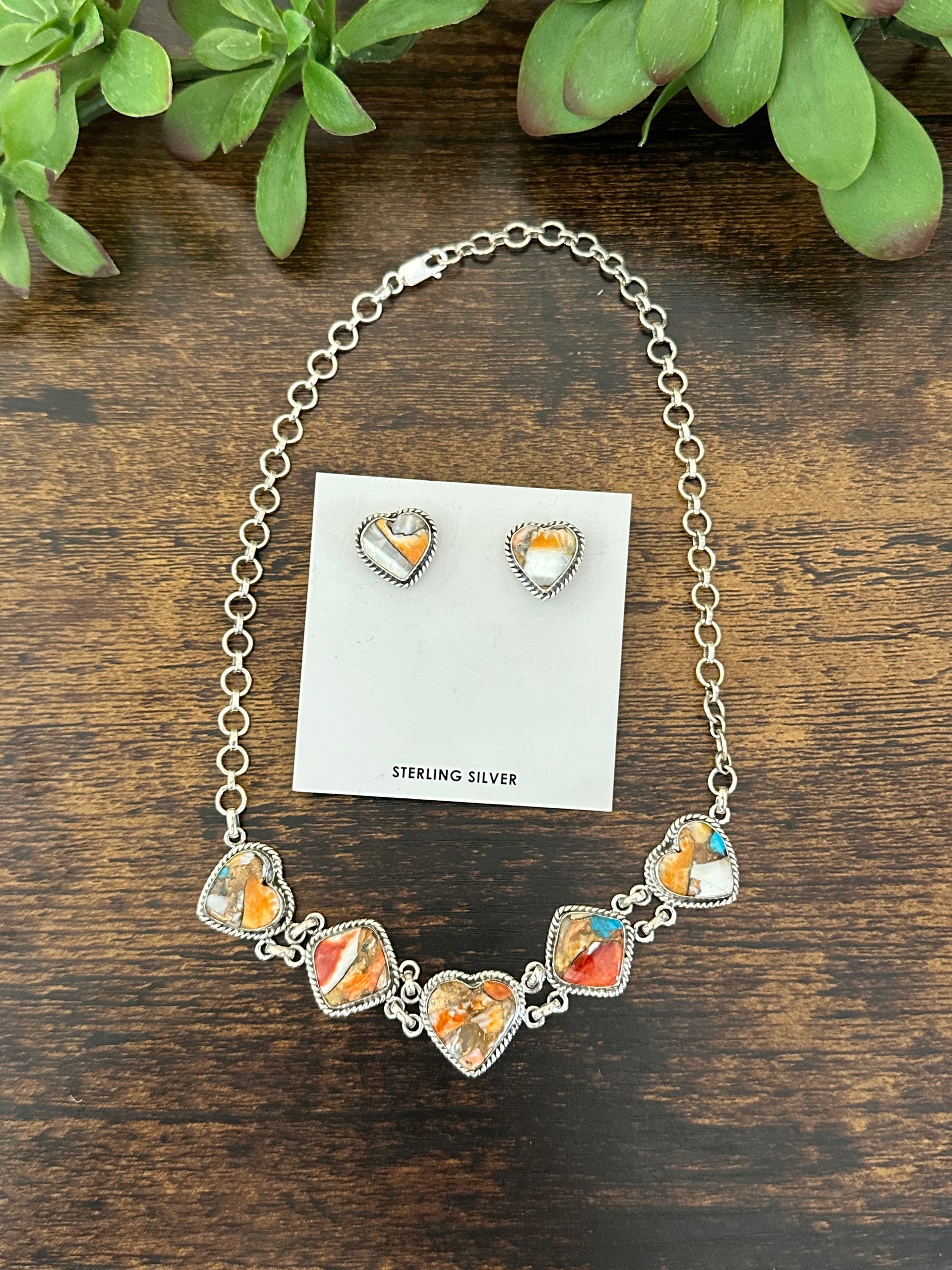 Southwest Made Mohave Turquoise & Sterling Silver Chocker Necklace Set