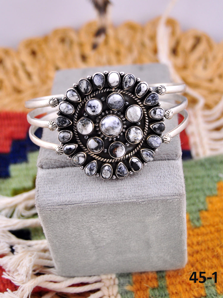 Southwest Made White Buffalo & Sterling Silver Cuff Bracelet