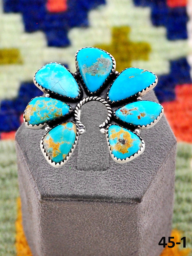 Southwest Handmade Santa Maria Turquoise & Sterling Silver Adjustable Ring