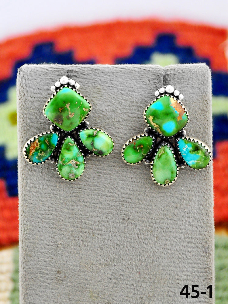 Southwest Made Sonoran Turquoise & Sterling Silver Post Dangle Earrings