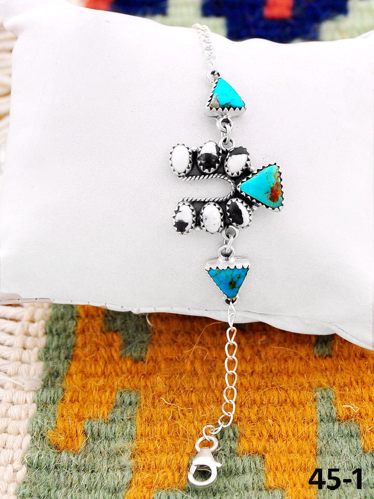 Southwest Handmade Santa Maria with White Buffalo  & Sterling Silver Bracelet