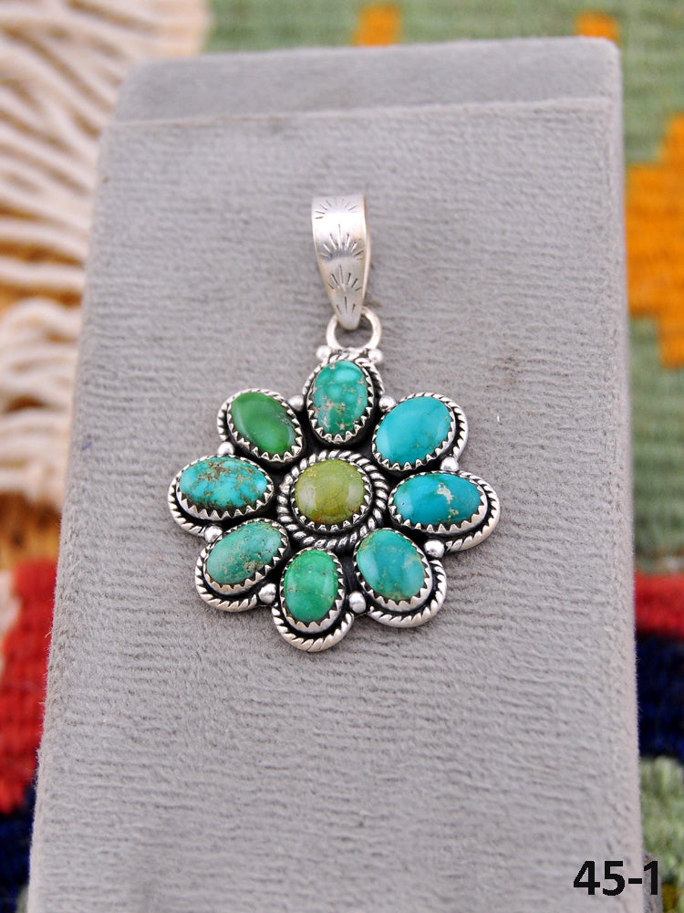 Southwest Made Emerald Valley Turquoise & Sterling Silver Pendant