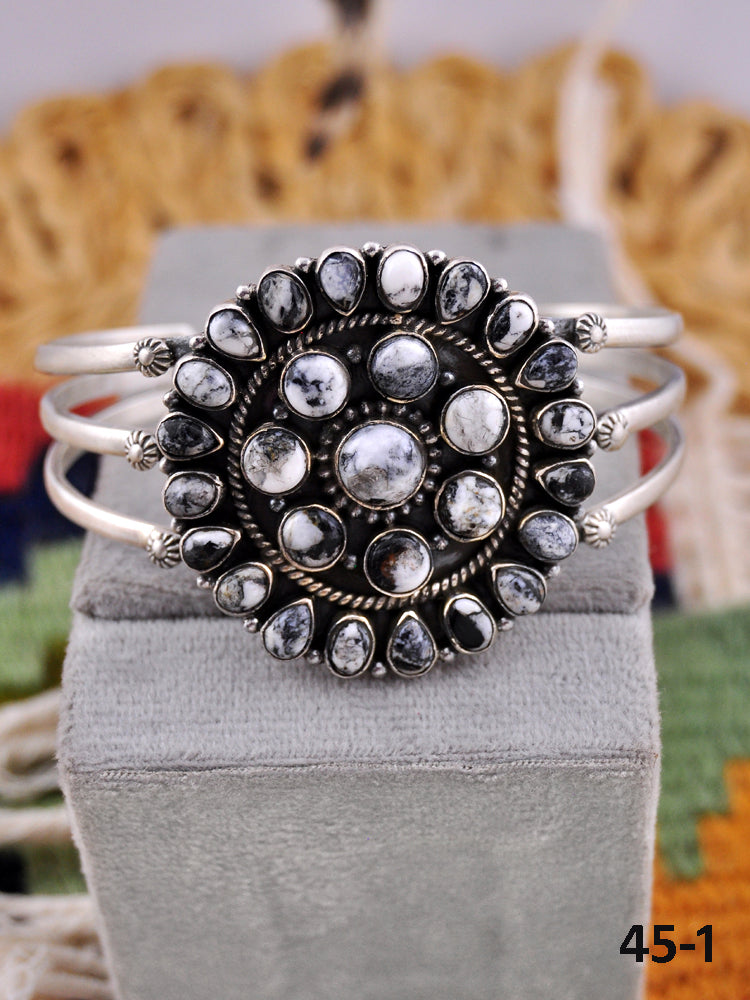 Southwest Made White Buffalo & Sterling Silver Cuff Bracelet