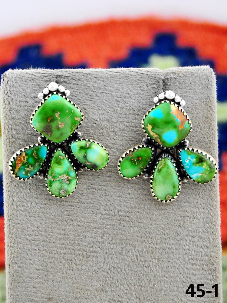 Southwest Made Sonoran Turquoise & Sterling Silver Post Dangle Earrings