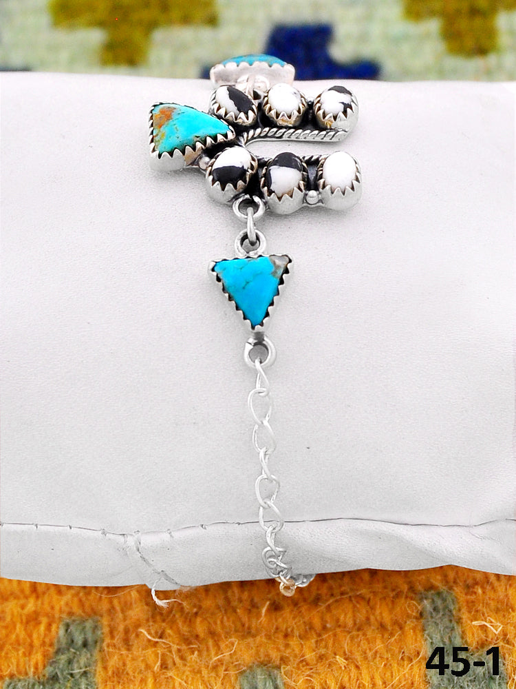 Southwest Handmade Santa Maria with White Buffalo  & Sterling Silver Bracelet