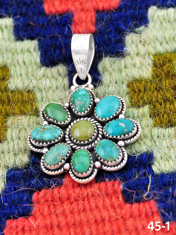 Southwest Made Emerald Valley Turquoise & Sterling Silver Pendant