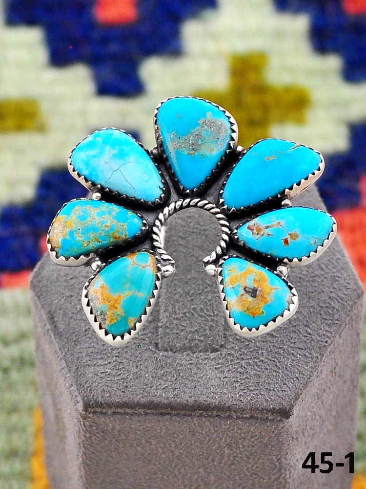 Southwest Handmade Santa Maria Turquoise & Sterling Silver Adjustable Ring