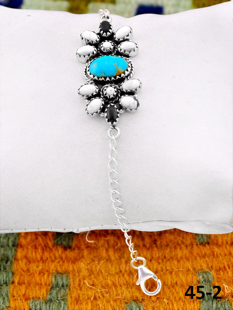 Southwest Handmade Santa Maria with White Buffalo & Sterling Silver Bracelet