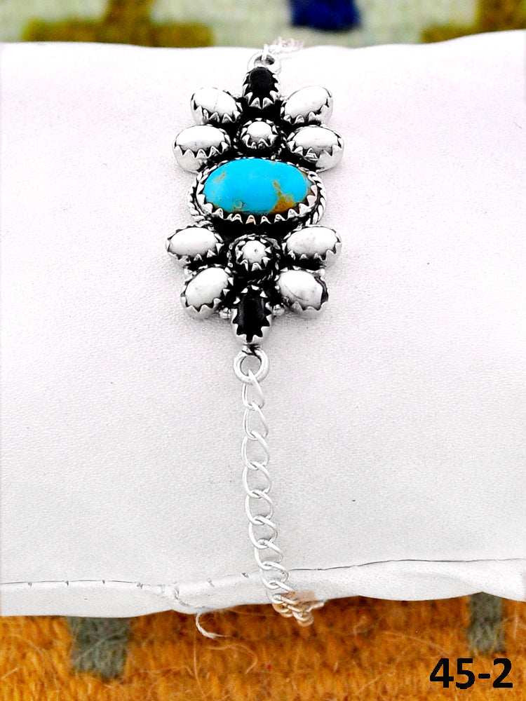 Southwest Handmade Santa Maria with White Buffalo & Sterling Silver Bracelet