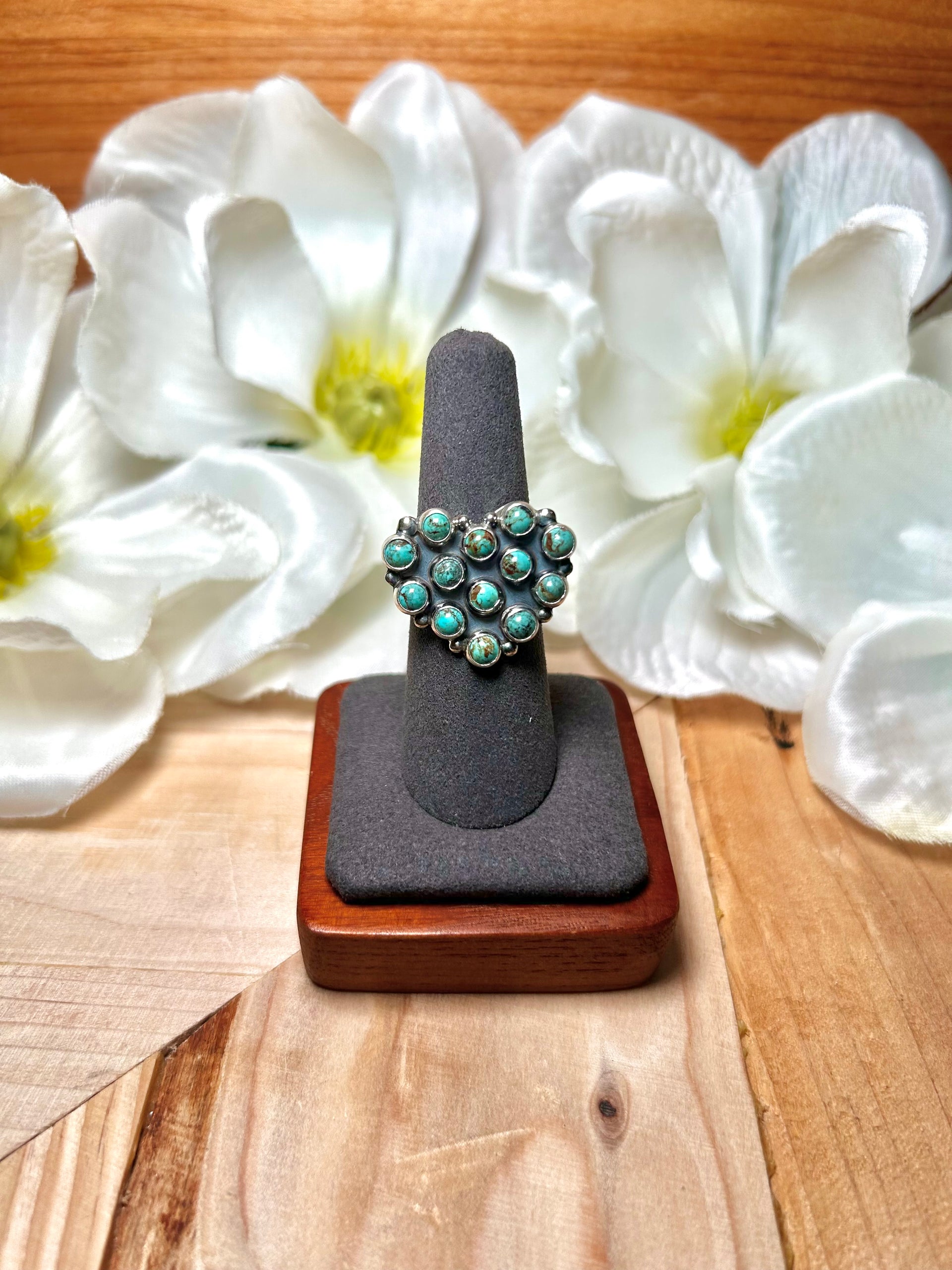 Navajo Made Red Skin Turquoise & Sterling Silver Ring Size 8