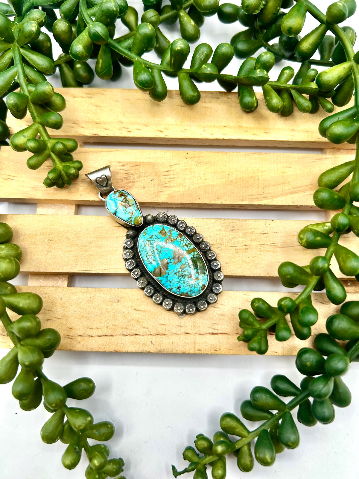Sheila Becenti Kingman Turquoise & Sterling Silver Pendant