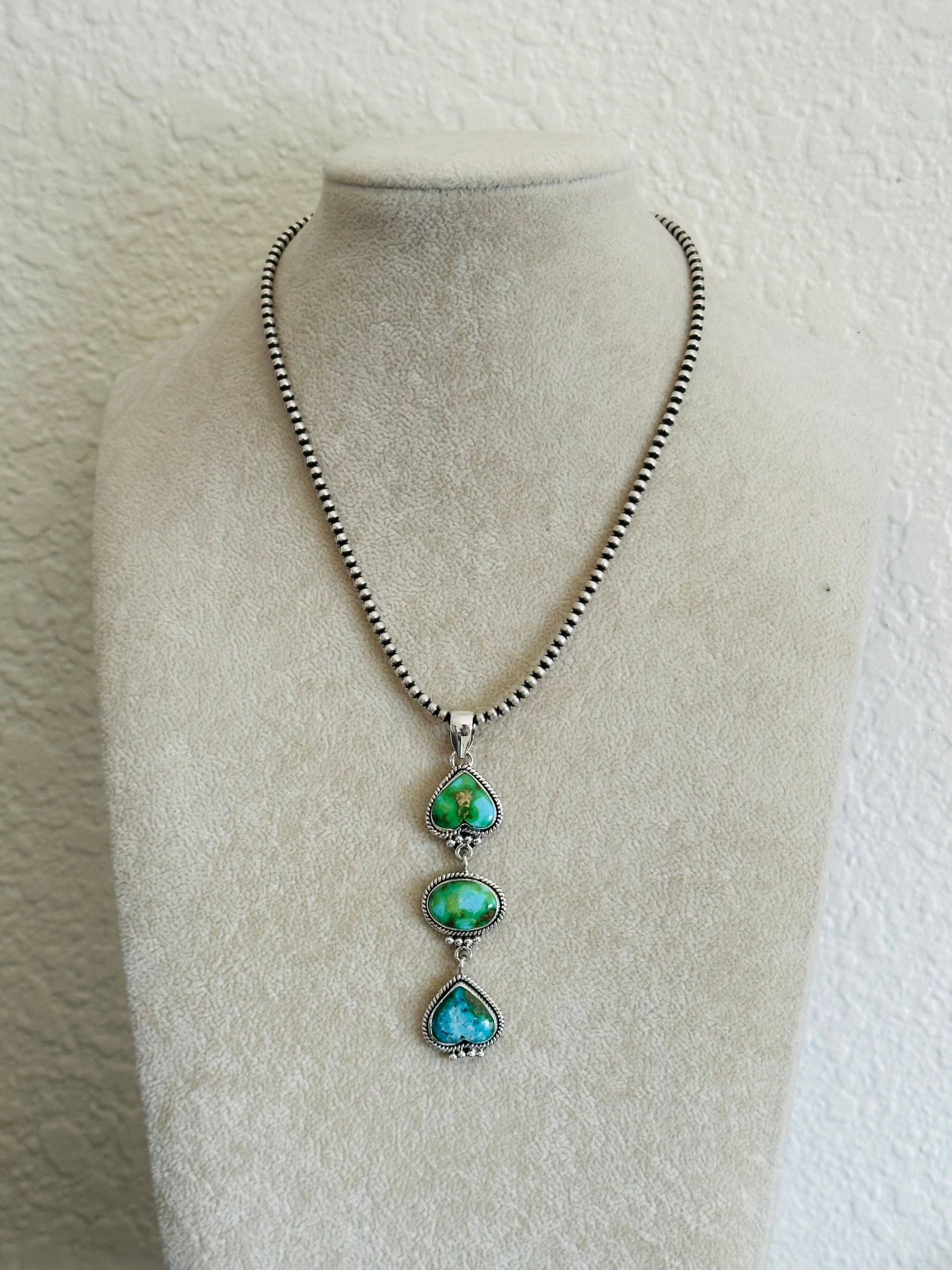 Southwest Handmade Sonoran Gold Turquoise & Sterling Silver Pendant