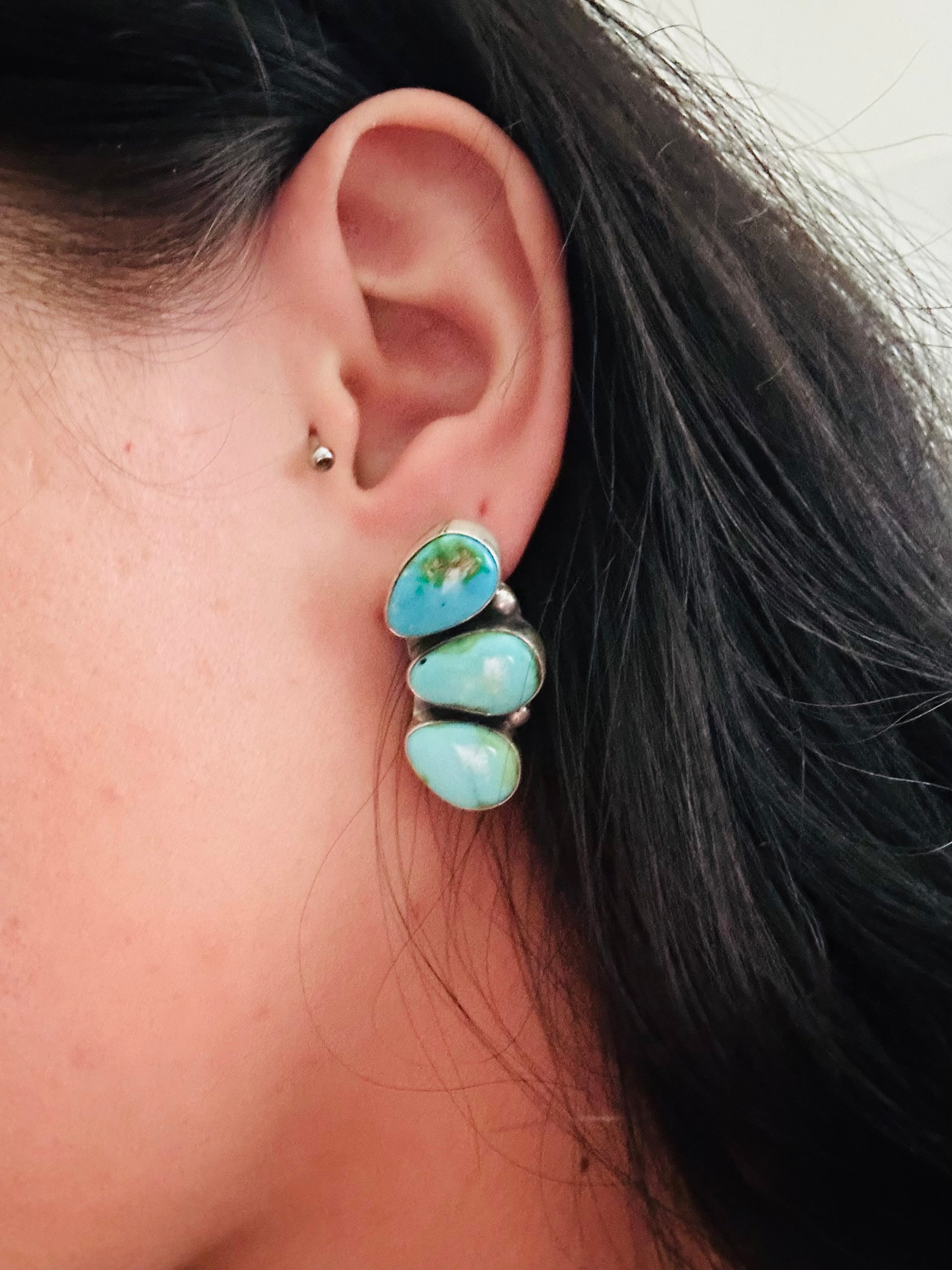 Elouise Kee Sonoran Mountain Turquoise & Sterling Silver Post Cluster Earrings