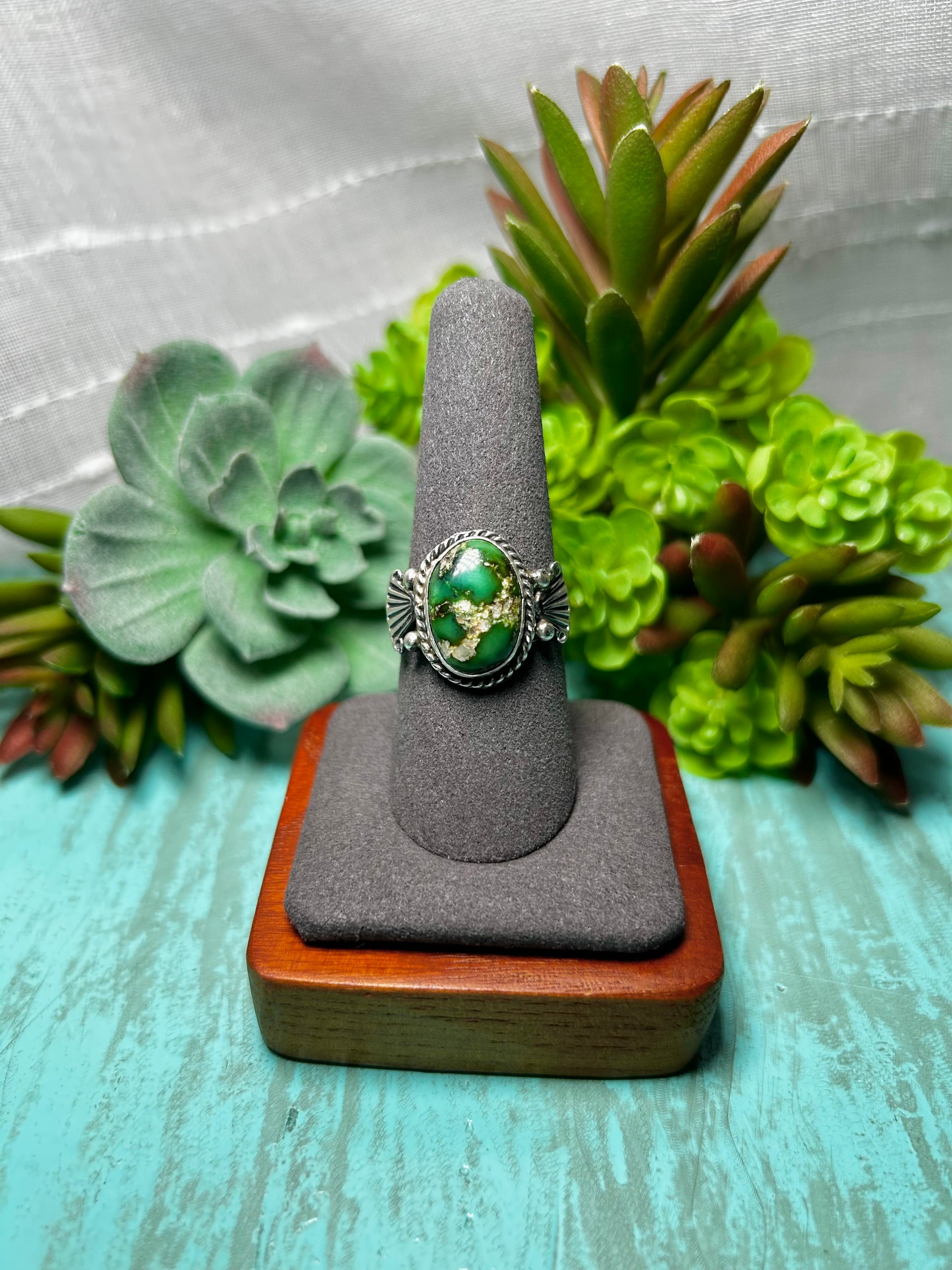 Annette Chiquito Sonoran Mountain Turquoise & Sterling Sliver Ring Size 9