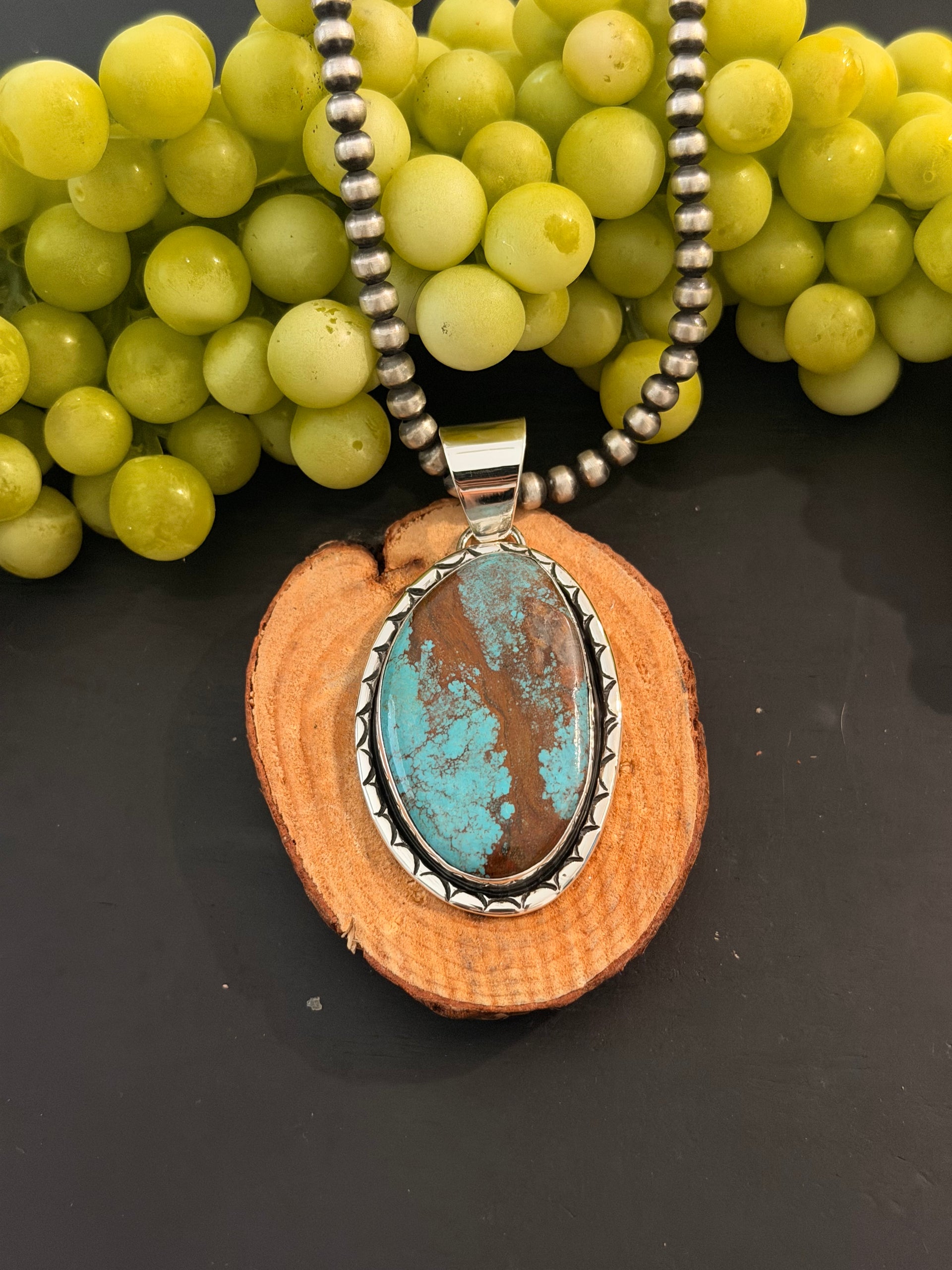 Navajo Made Royston Turquoise & Sterling Silver Pendant