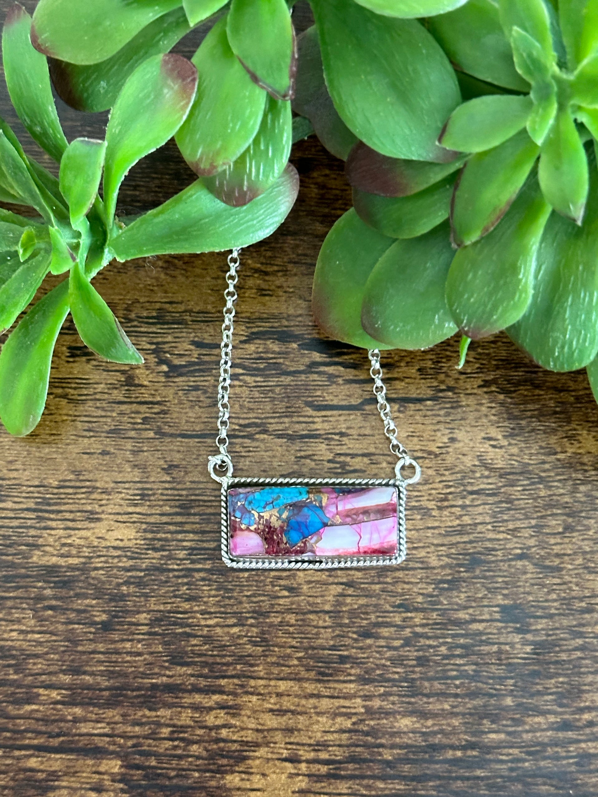 Southwest Made Mohave Turquoise & Sterling Silver Necklace