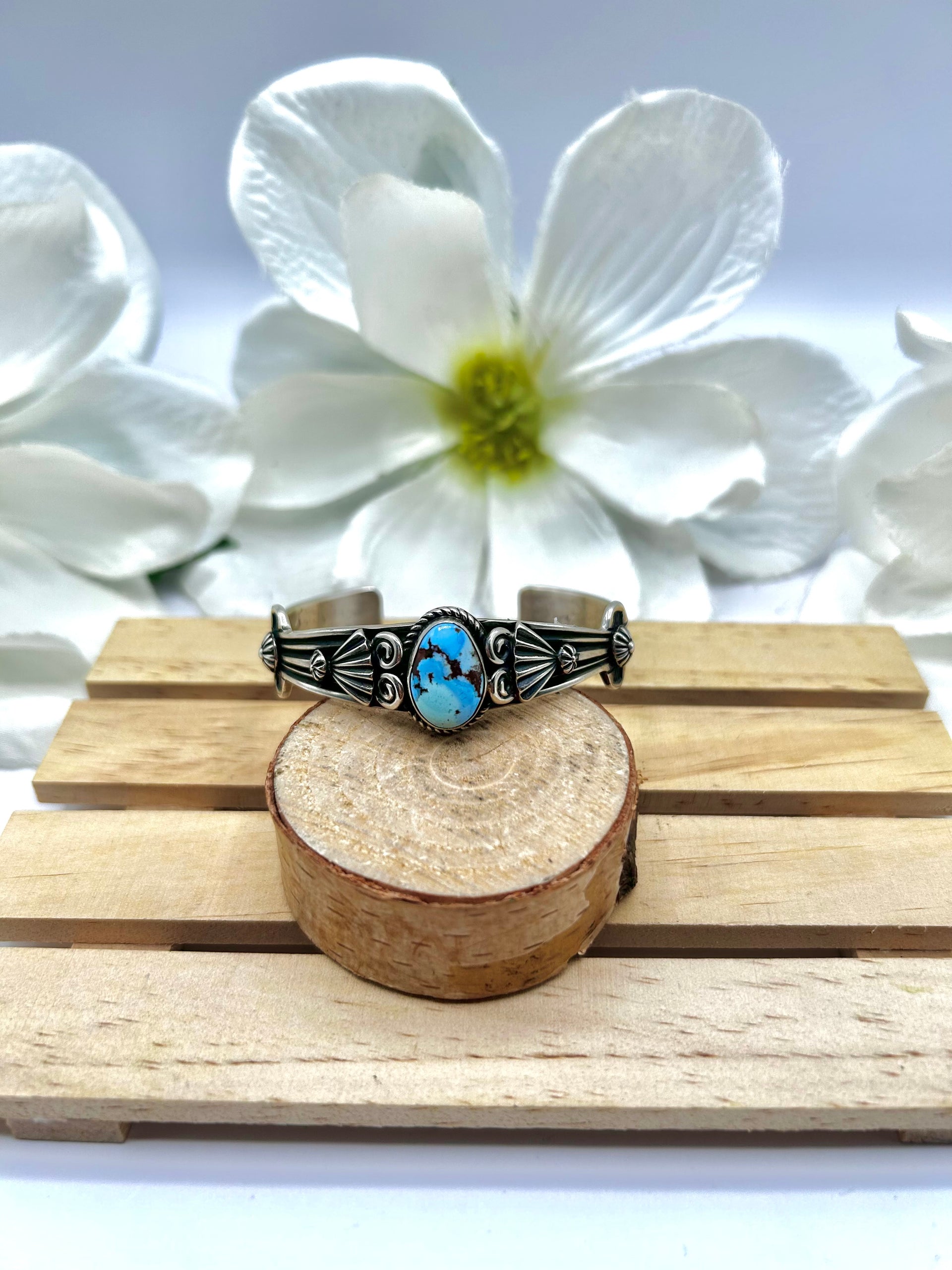 Derek Gordon Golden Hill  Turquoise & Sterling Silver Cuff Bracelet