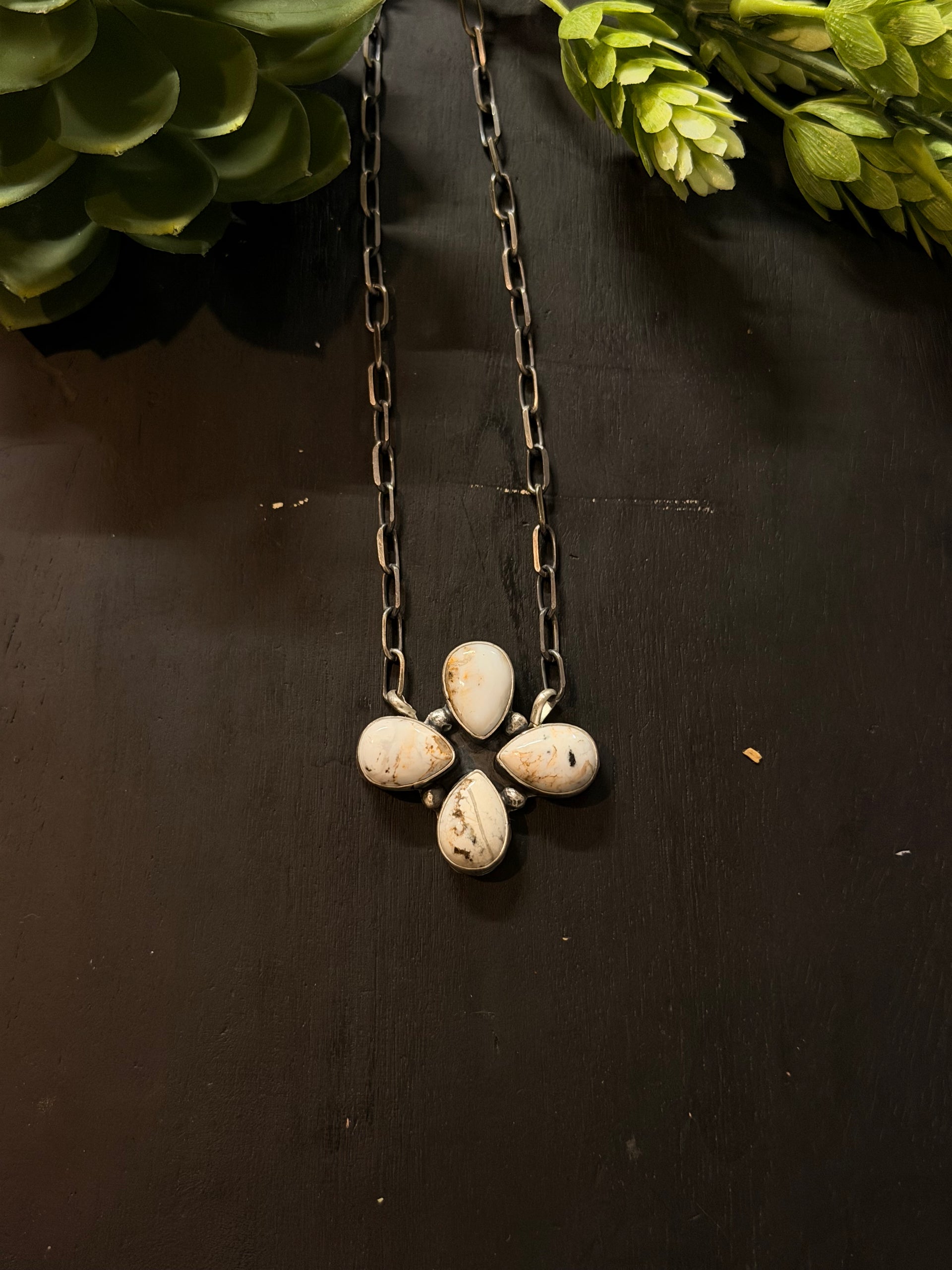 Myra Bennaly White Buffalo & Sterling Silver Cluster Necklace