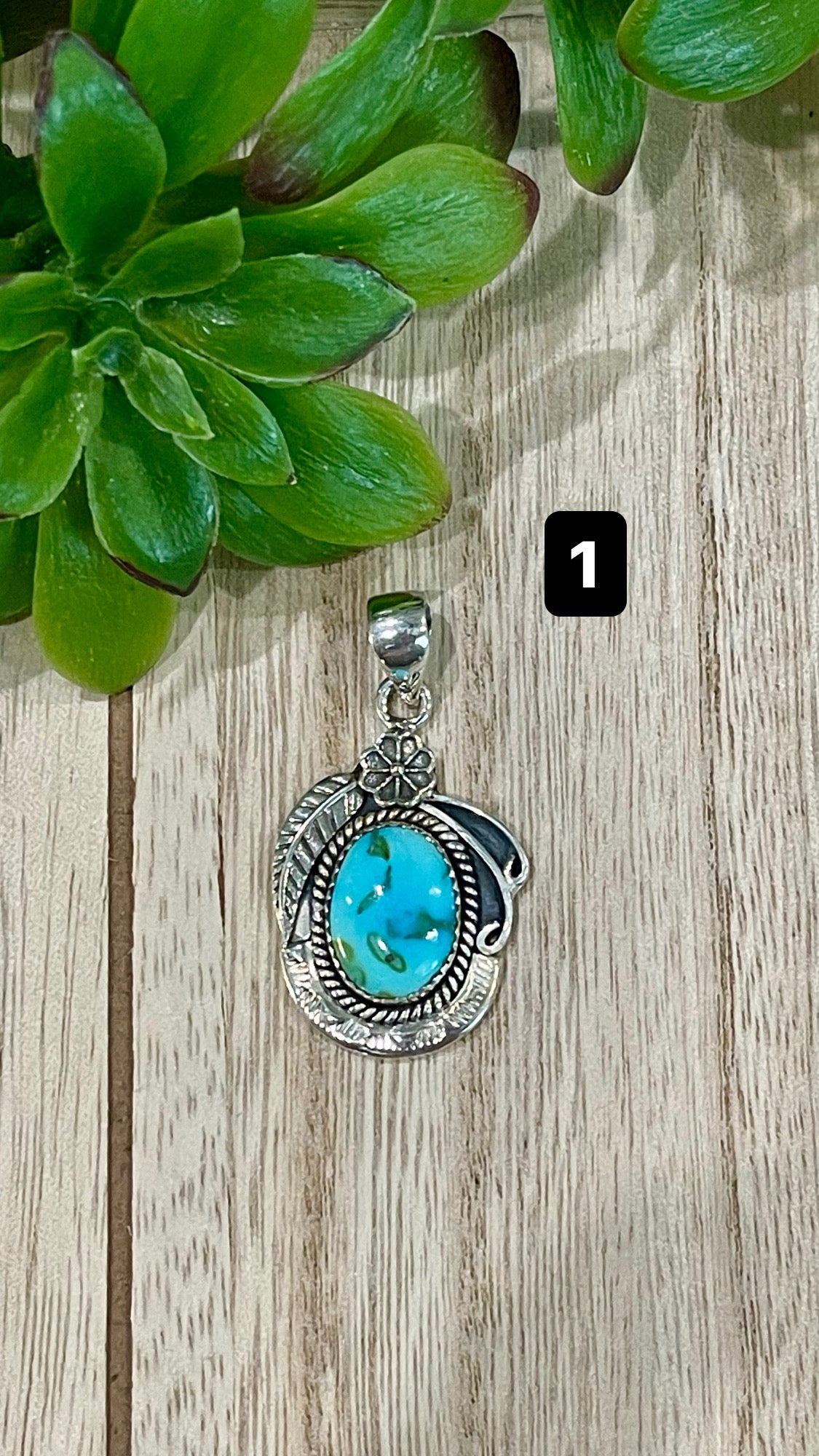 Southwest Handmade Sonoran Mountain Turquoise & Sterling Silver Pendant