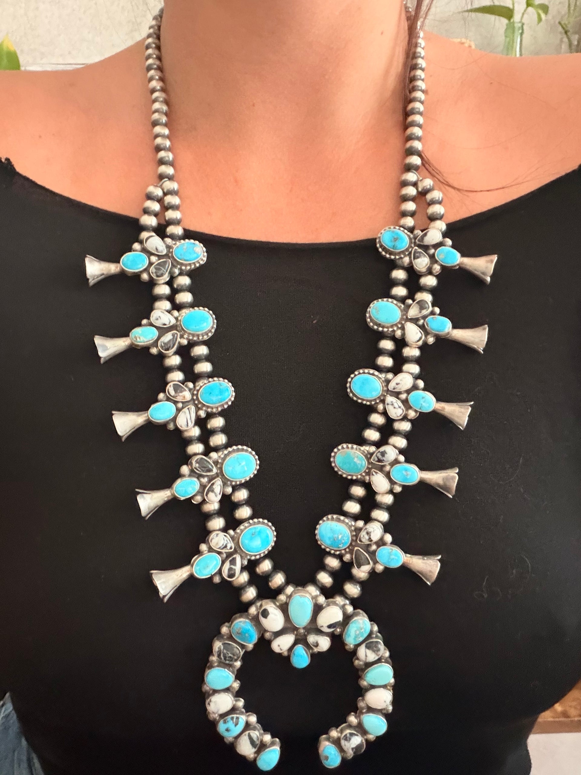 Louise Jim Multi Stone & Sterling Silver Cluster Squash Blossom Set