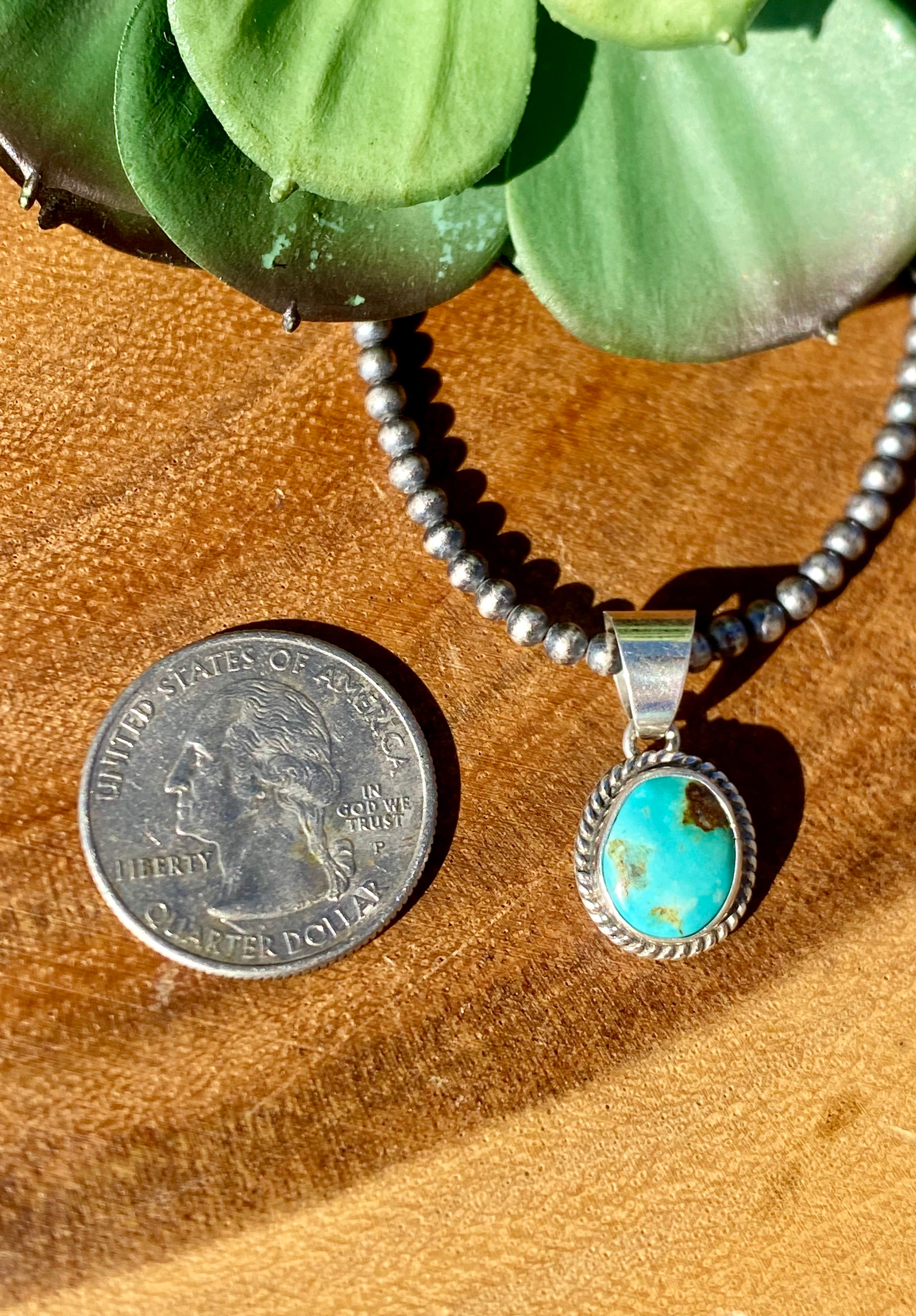 Navajo Made Kingman Turquoise & Sterling Silver PENDANT ONLY