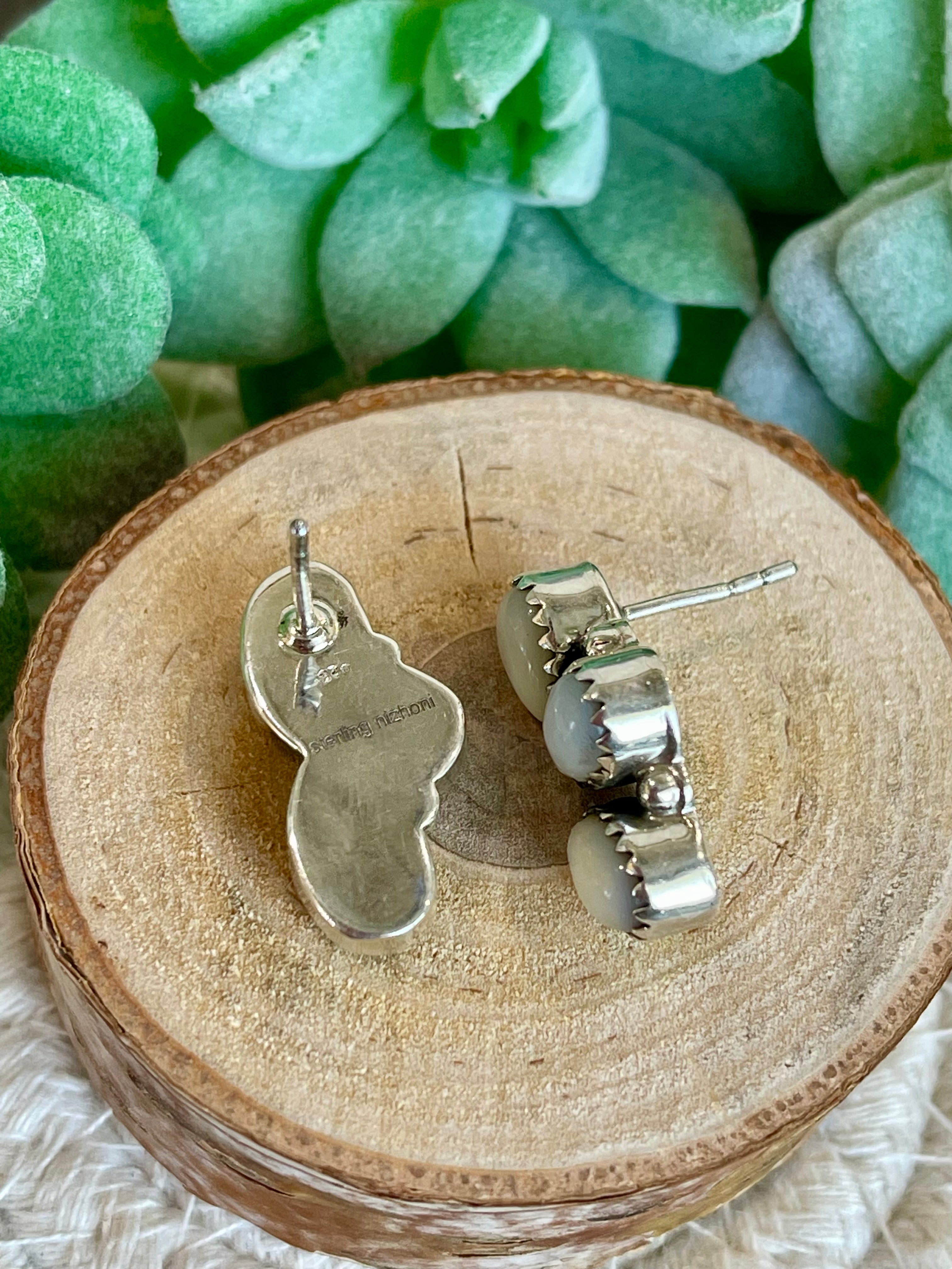 Southwest Handmade Mother of Pearl & Sterling Silver Post Earrings