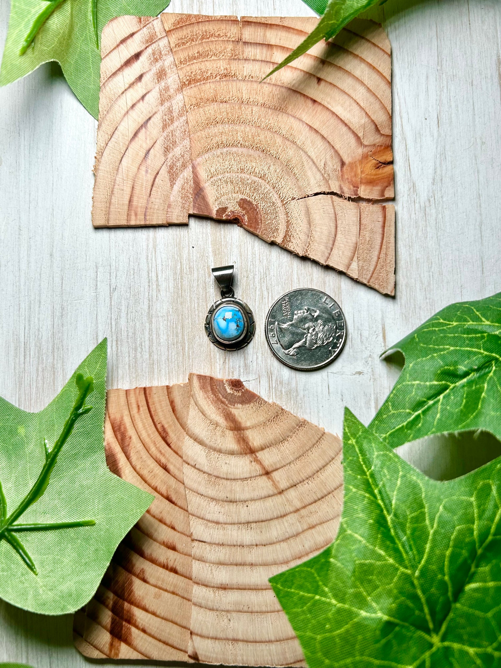 Navajo Made Golden Hill Turquoise & Sterling Silver Pendant