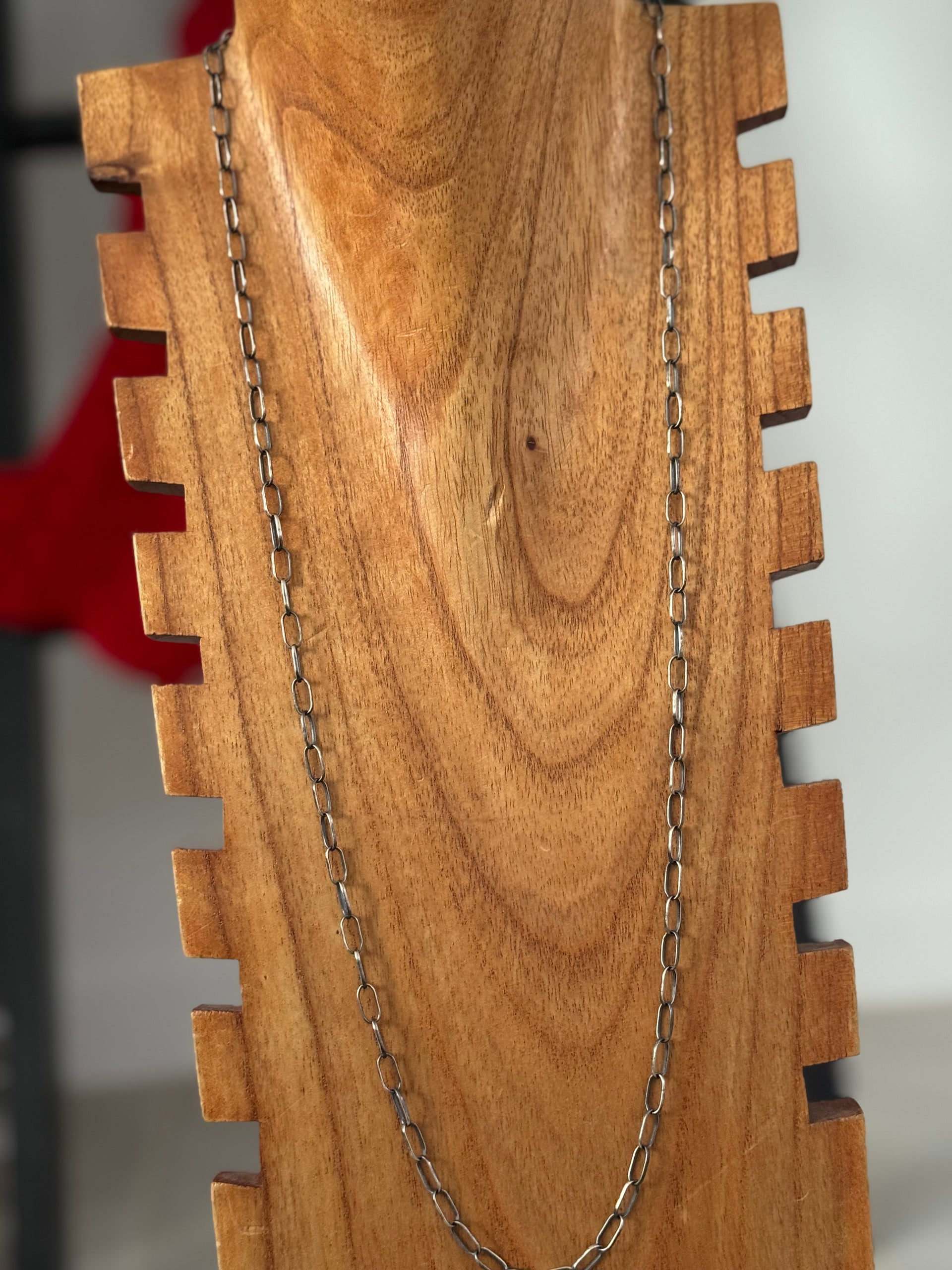 Navajo Made Sterling Silver Paperclip Link Chain Necklace