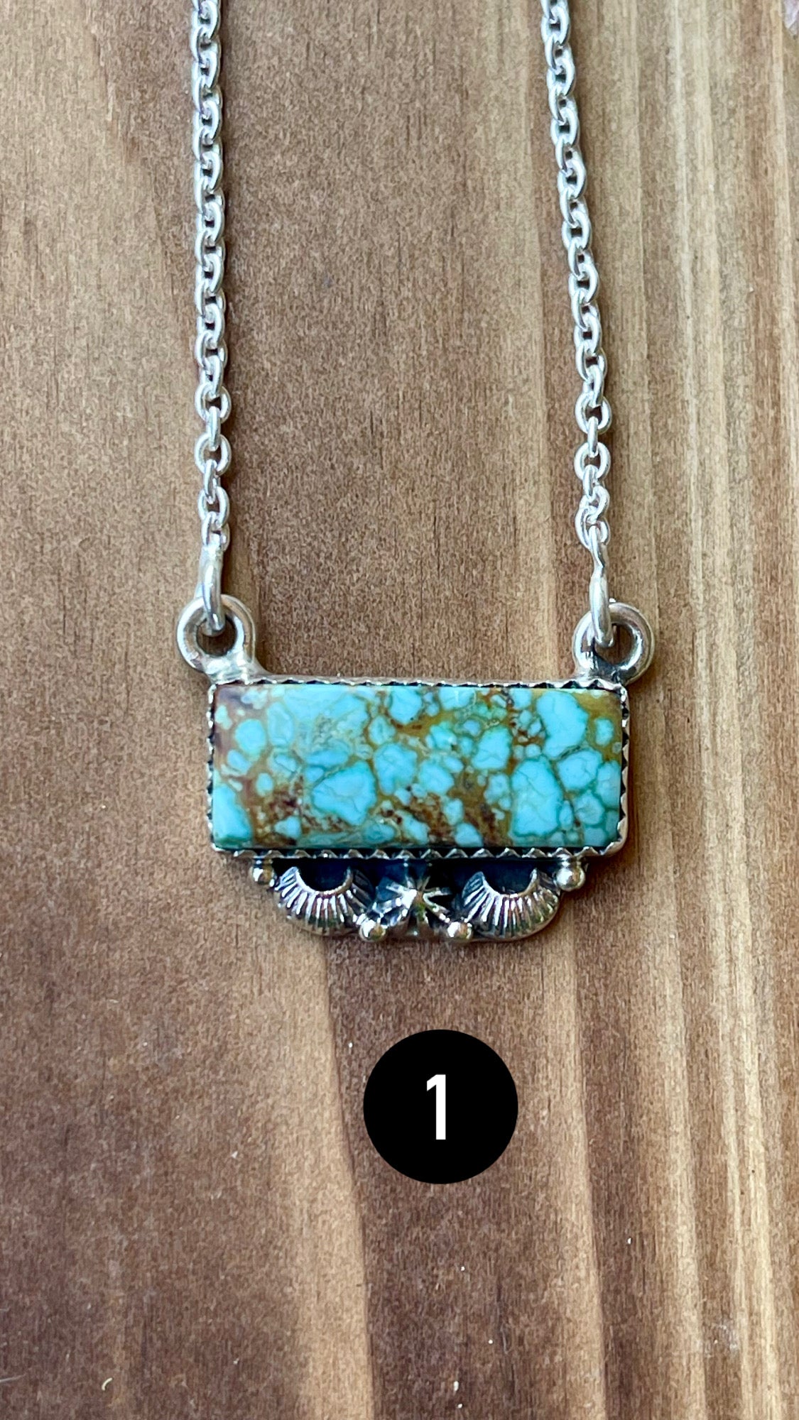 Southwest Handmade Number 8 Turquoise & Sterling Silver Bar Necklace