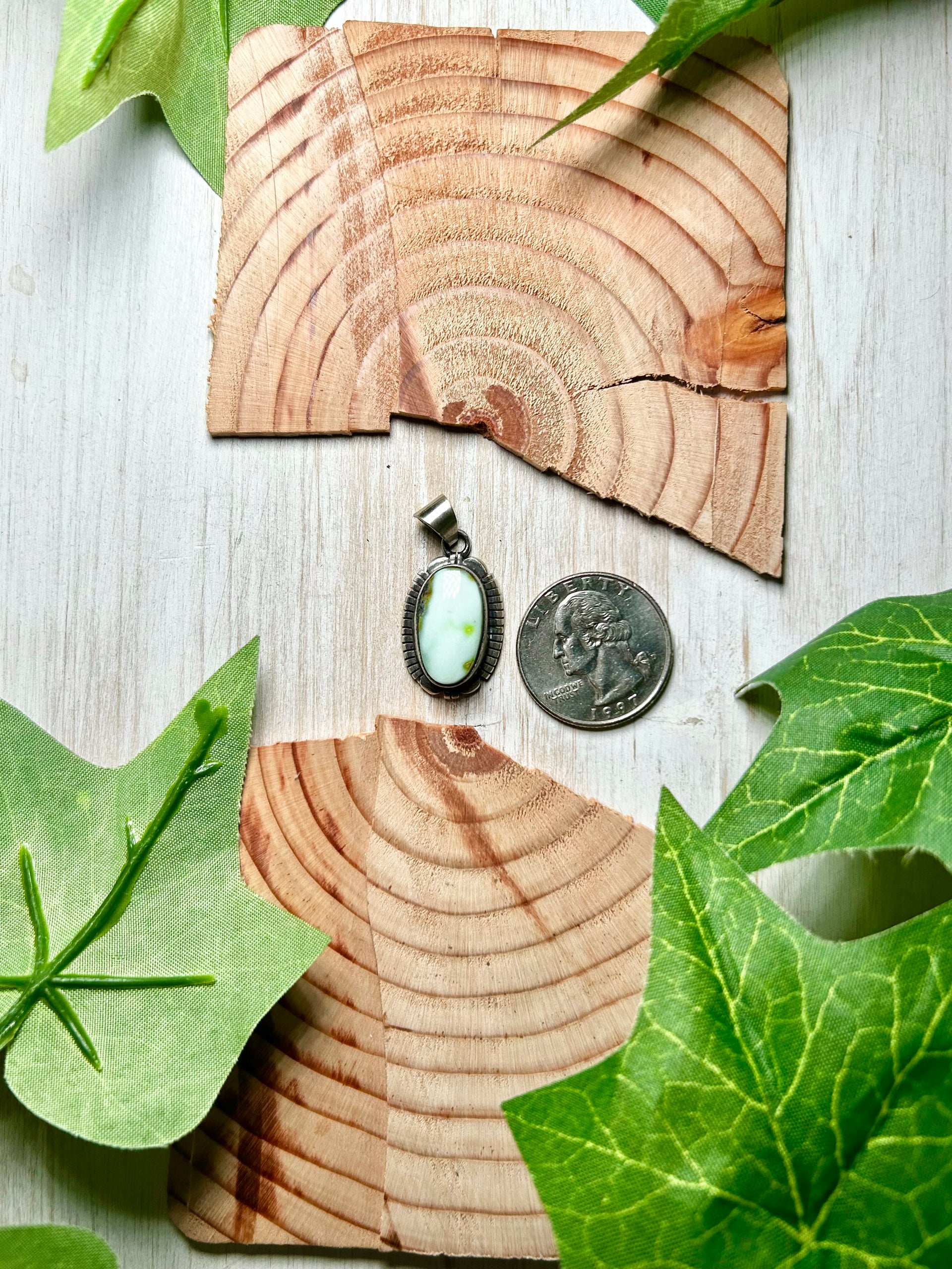 Navajo Made Palomino Variscite & Sterling Silver Pendant