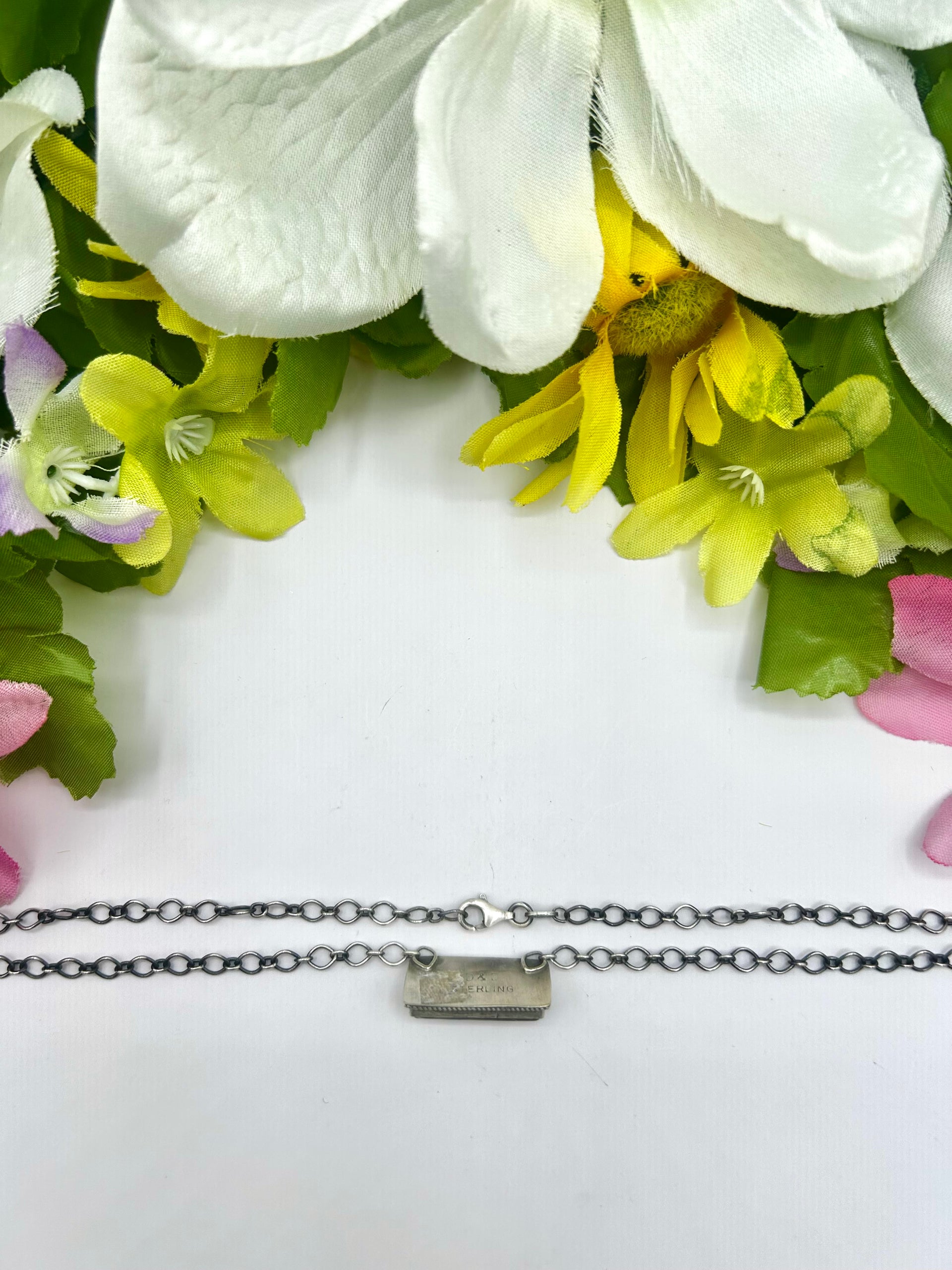Navajo Made White Buffalo & Sterling Silver Necklace