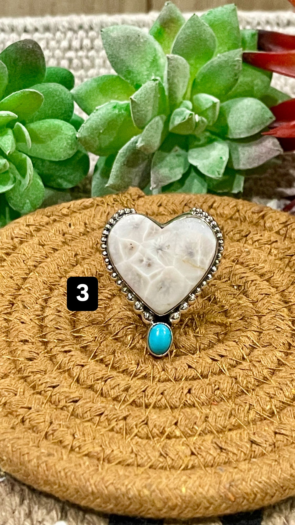 Southwest Handmade Pink Larimar With Kingman Turquoise & Sterling Silver Adjustable Ring