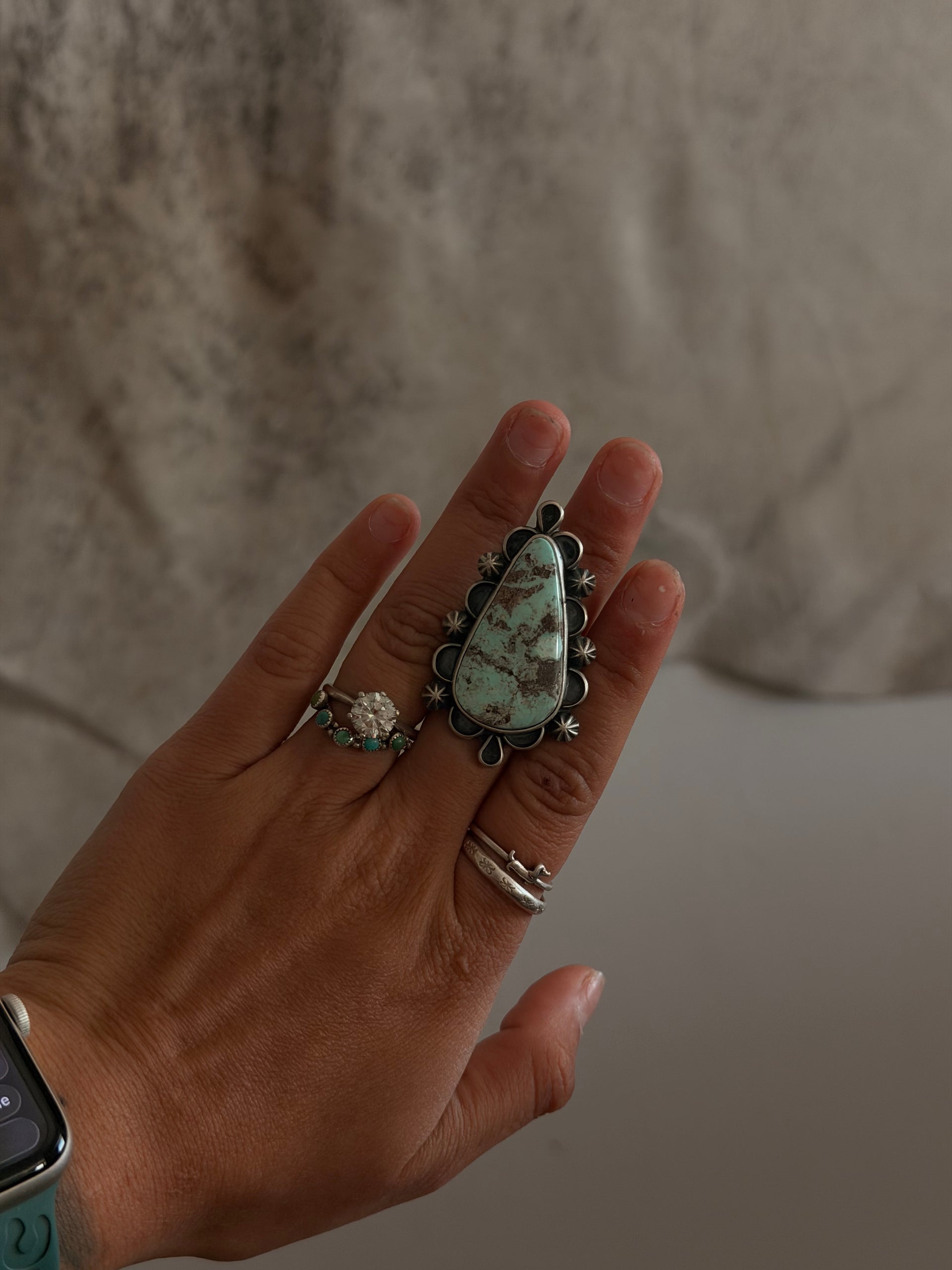 Jameson Garcia Natural Dry Creek Turquoise & Sterling Silver Ring Size 8.5