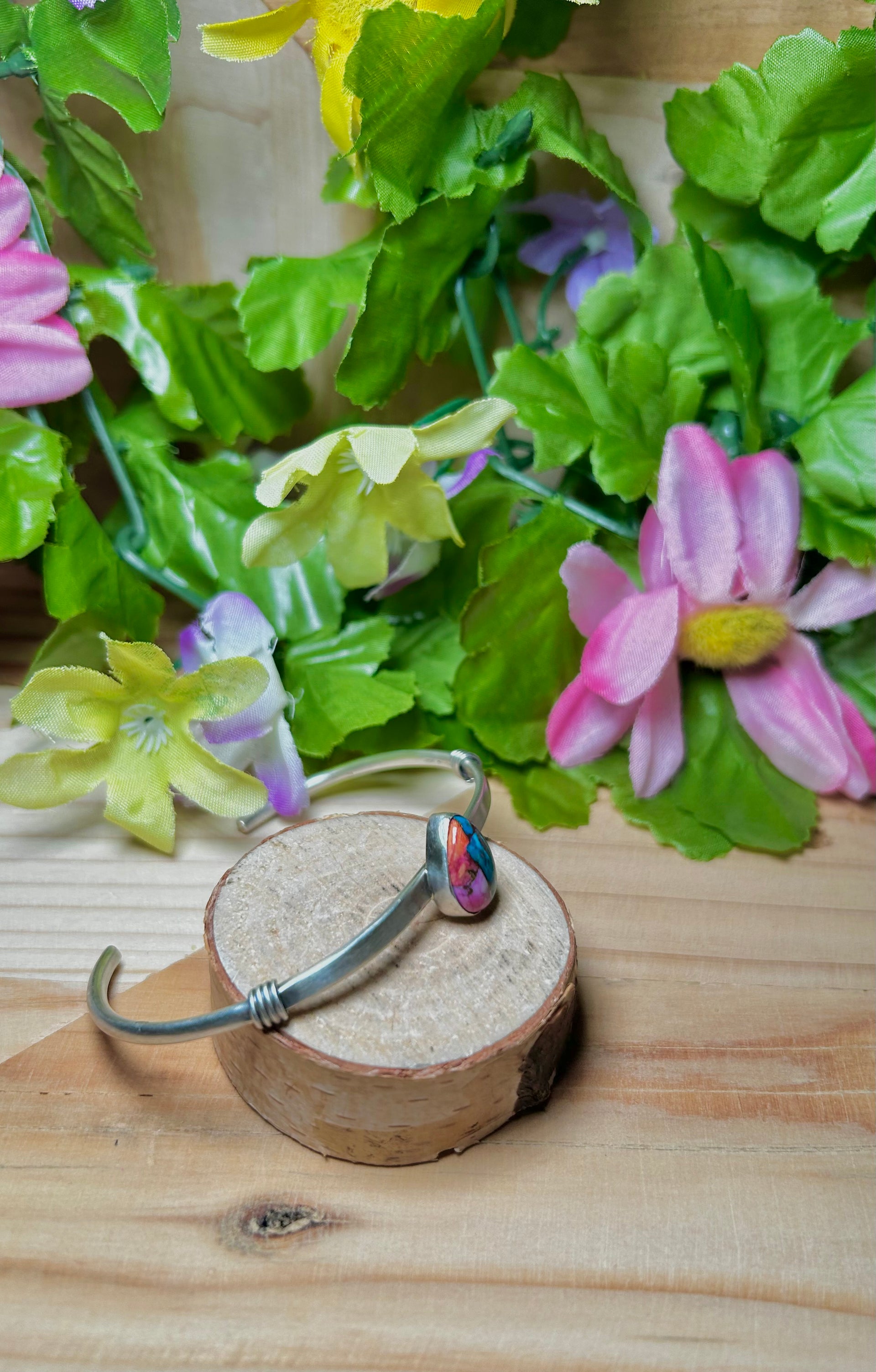 Navajo Made Mohave Turquoise & Sterling Silver Cuff Bracelet