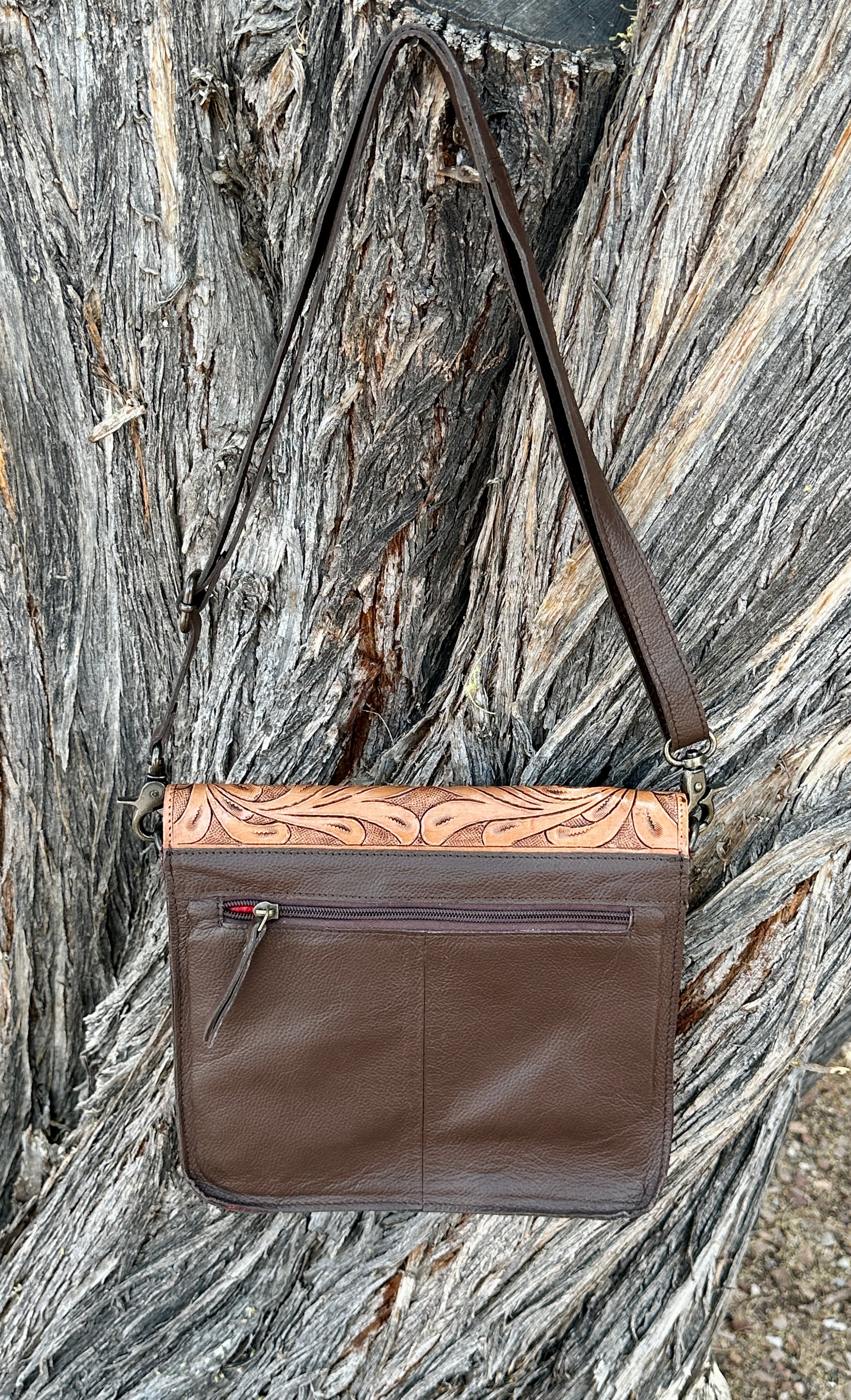 Genuine Tooled Leather & Cowhide Purse