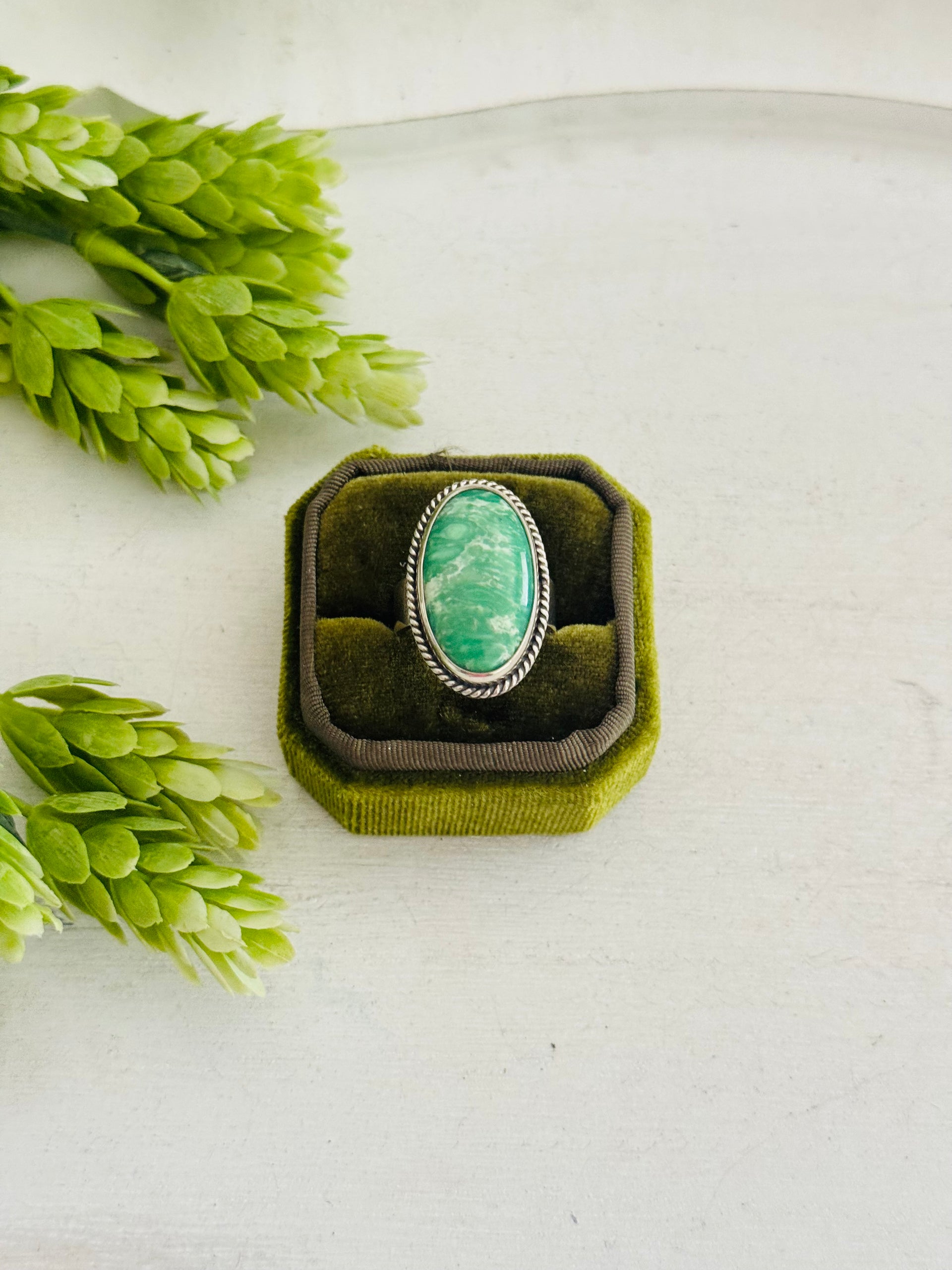 Southwest Made Royston Turquoise & Sterling Sliver Ring Size 8.5