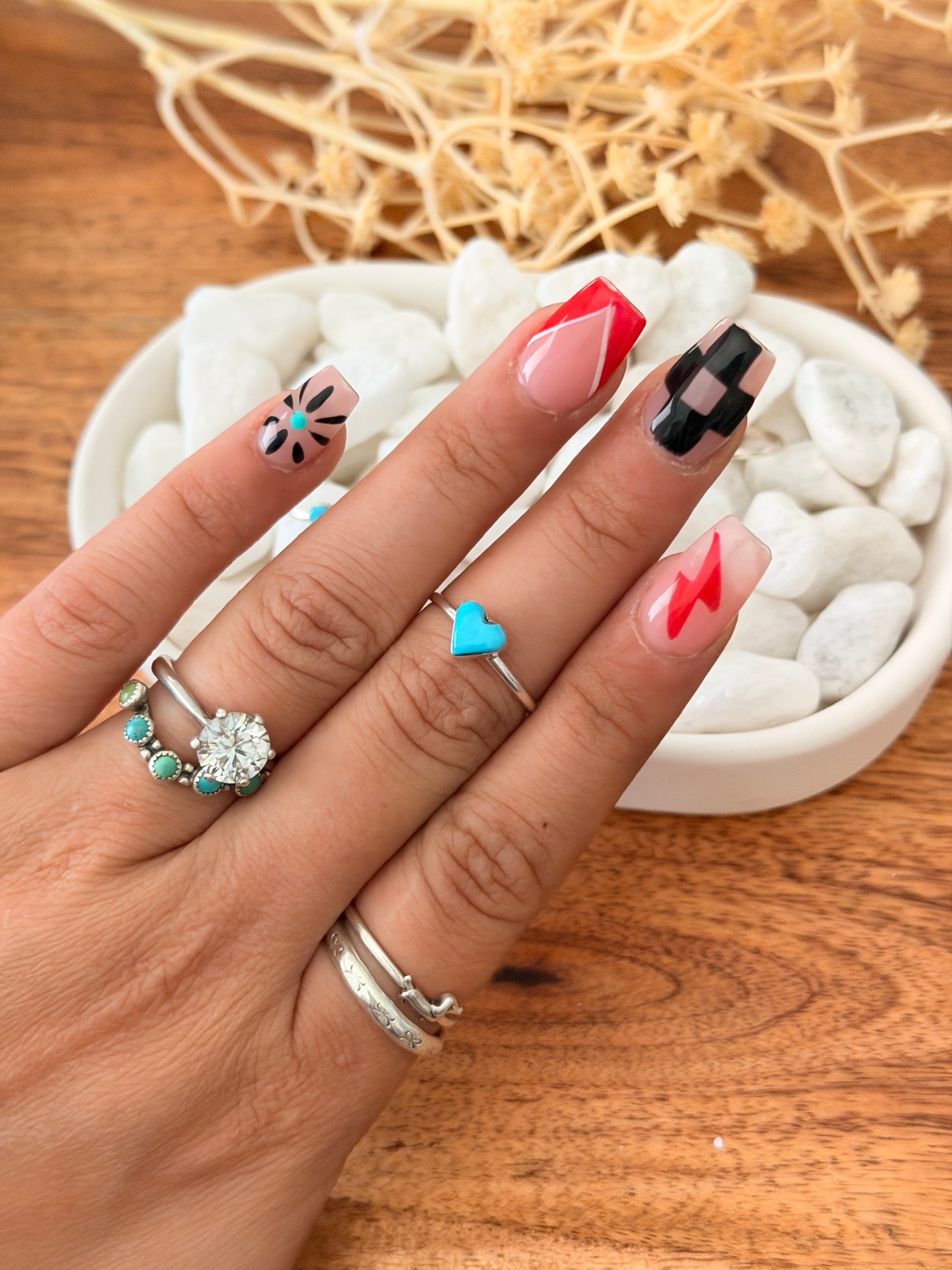 Zuni Made Turquoise & Sterling Silver Heart Ring