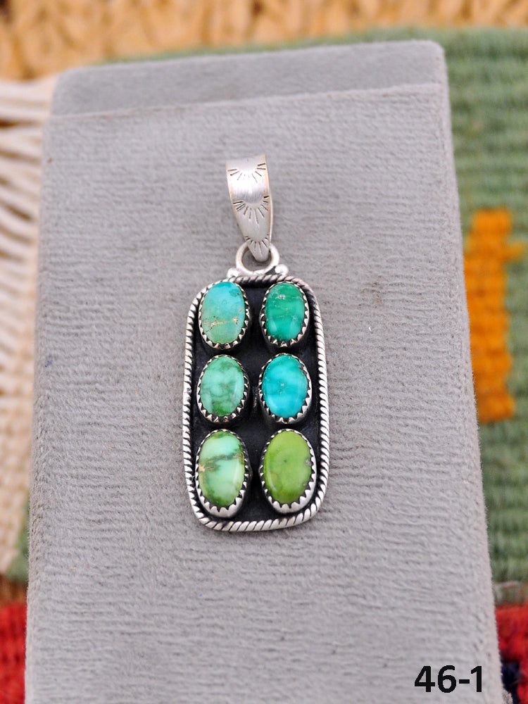 Southwest Made Emerald Valley Turquoise & Sterling Silver Pendant